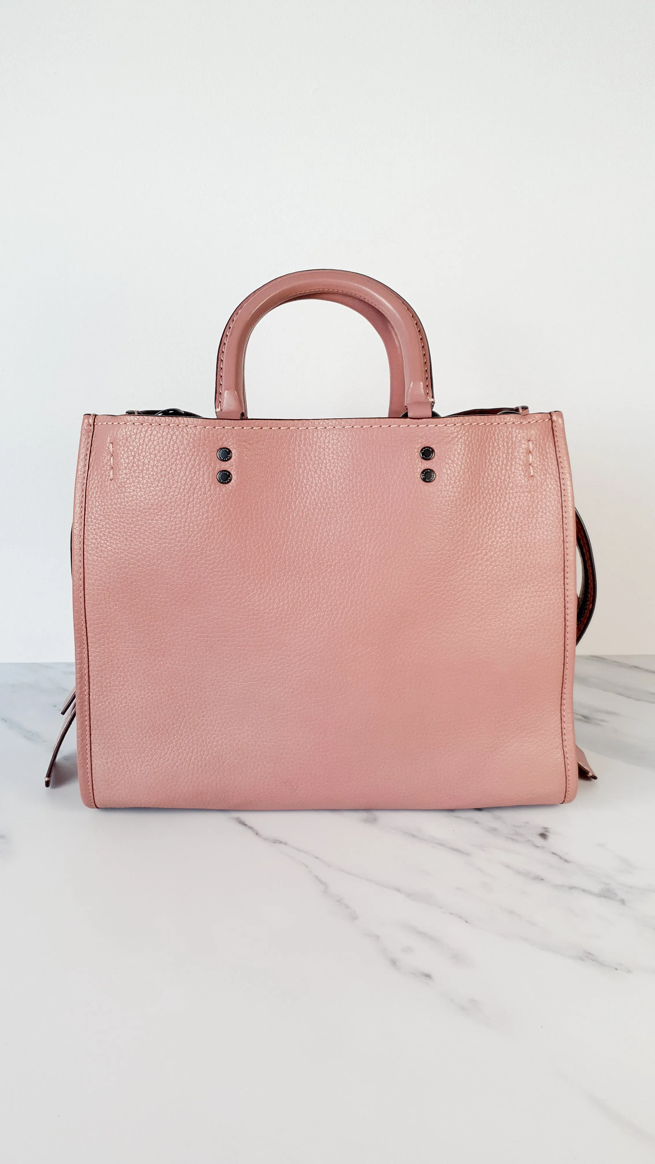 Coach 1941 Rogue 31 in Dusty Rose Pink Mixed Leather with Burgundy Suede - Satchel Handbag