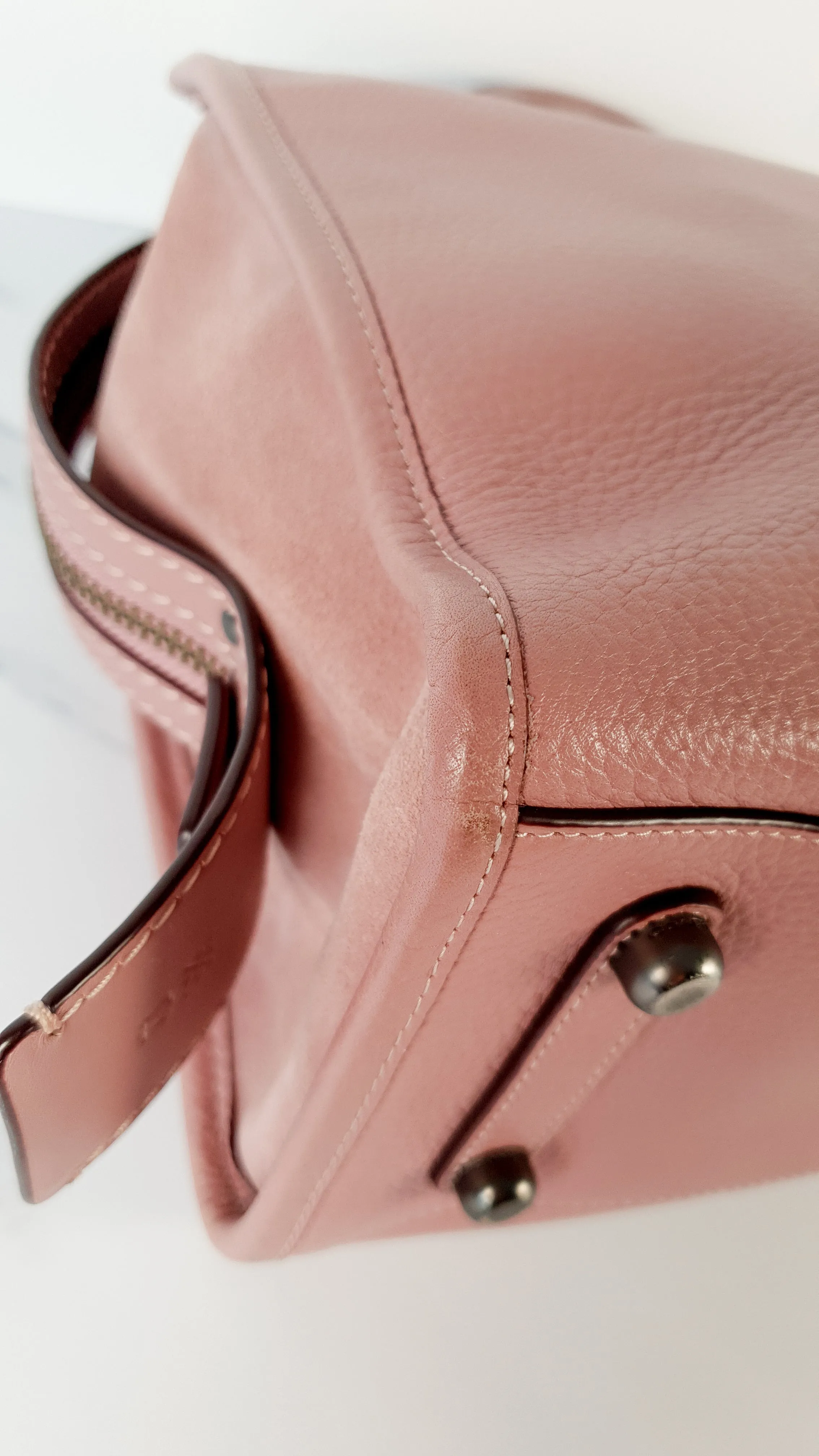 Coach 1941 Rogue 31 in Dusty Rose Pink Mixed Leather with Burgundy Suede - Satchel Handbag