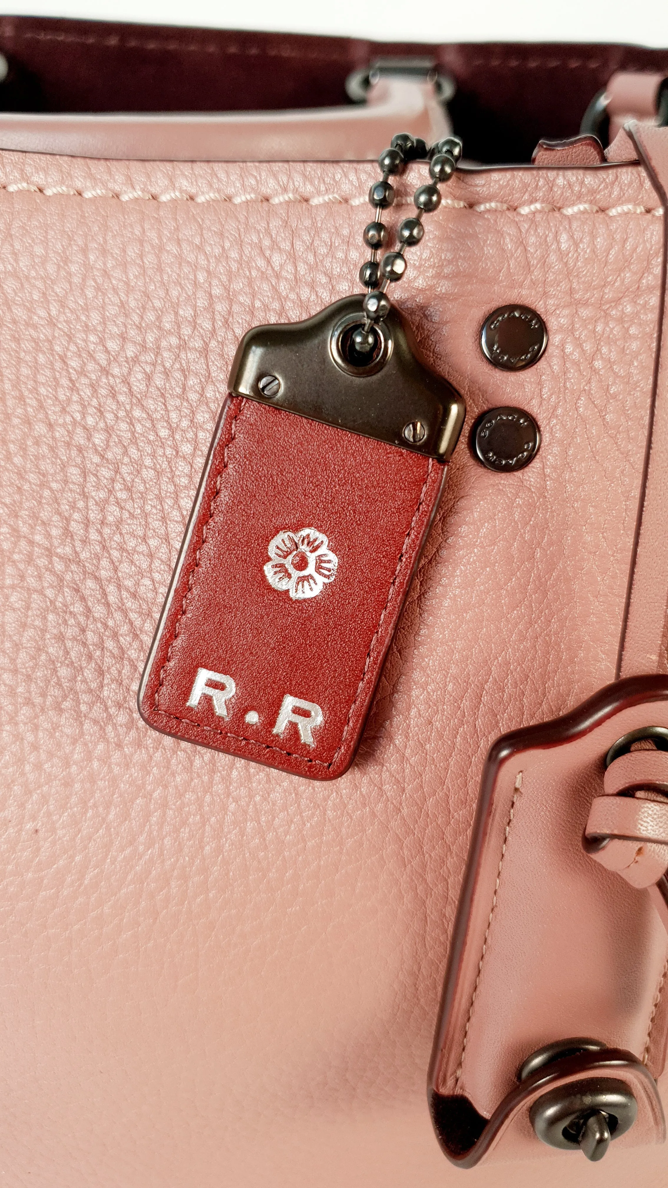 Coach 1941 Rogue 31 in Dusty Rose Pink Mixed Leather with Burgundy Suede - Satchel Handbag