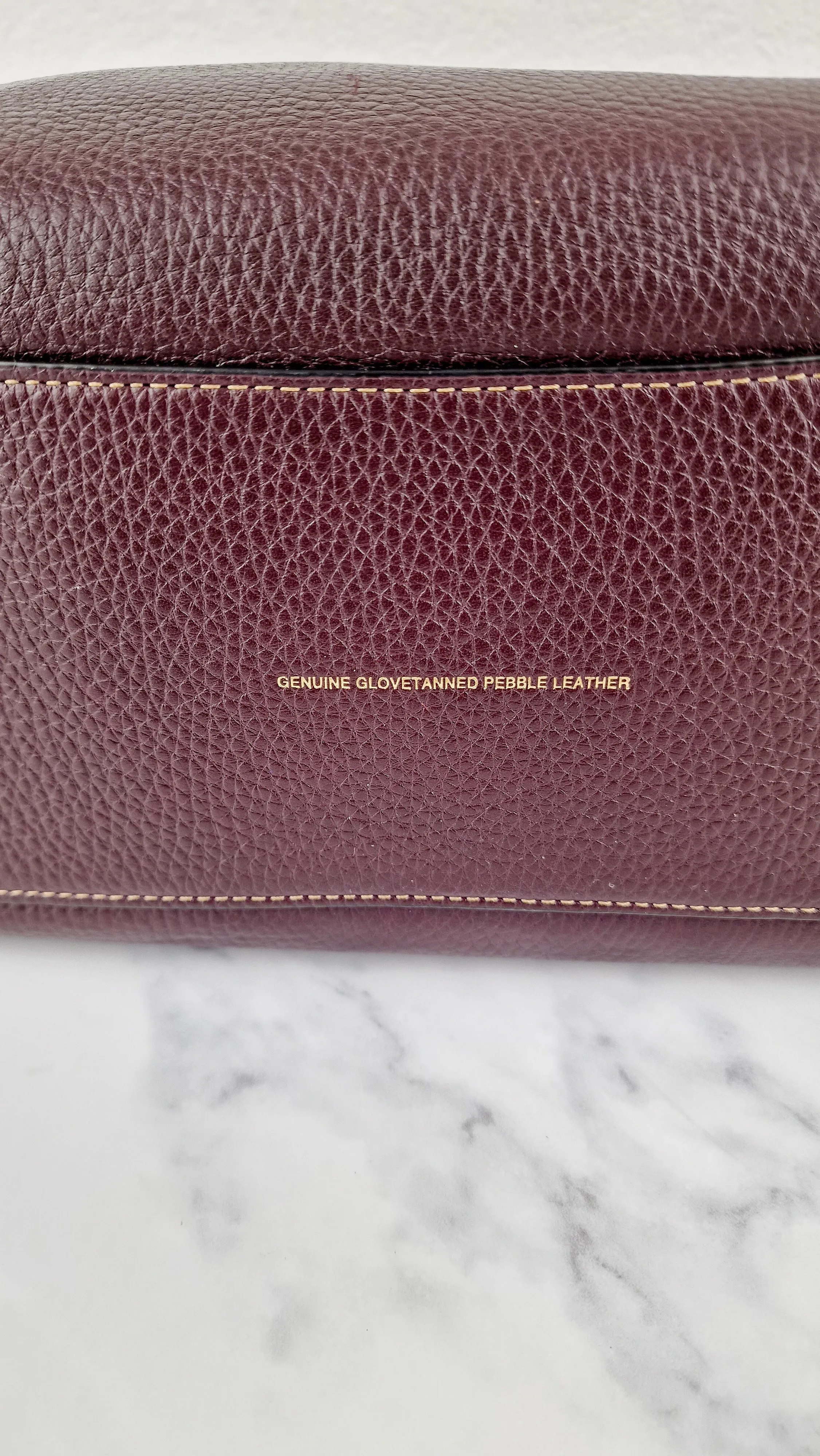 Coach 1941 Rogue 31 in Oxblood Brown Pebbled Leather with Whipstitch Handles & Light Saddle Suede Sides Colorblock Satchel Handbag - Coach 58116
