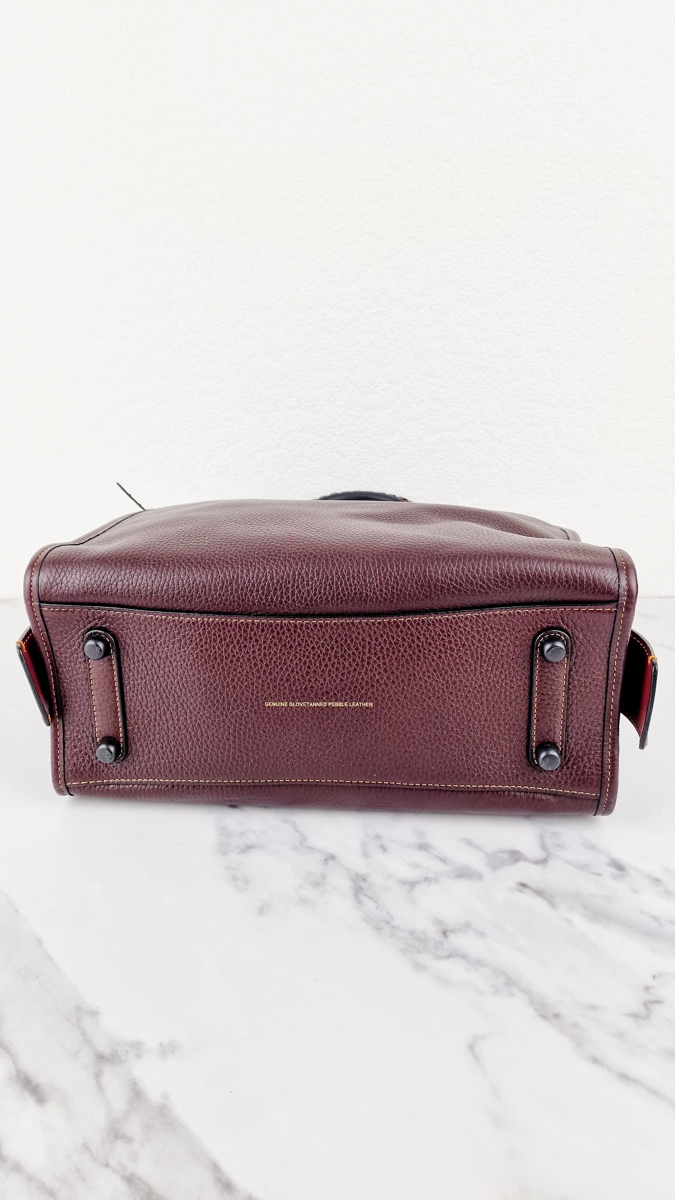 Coach 1941 Rogue 31 in Oxblood Brown Pebbled Leather with Whipstitch Handles & Light Saddle Suede Sides Colorblock Satchel Handbag - Coach 58116