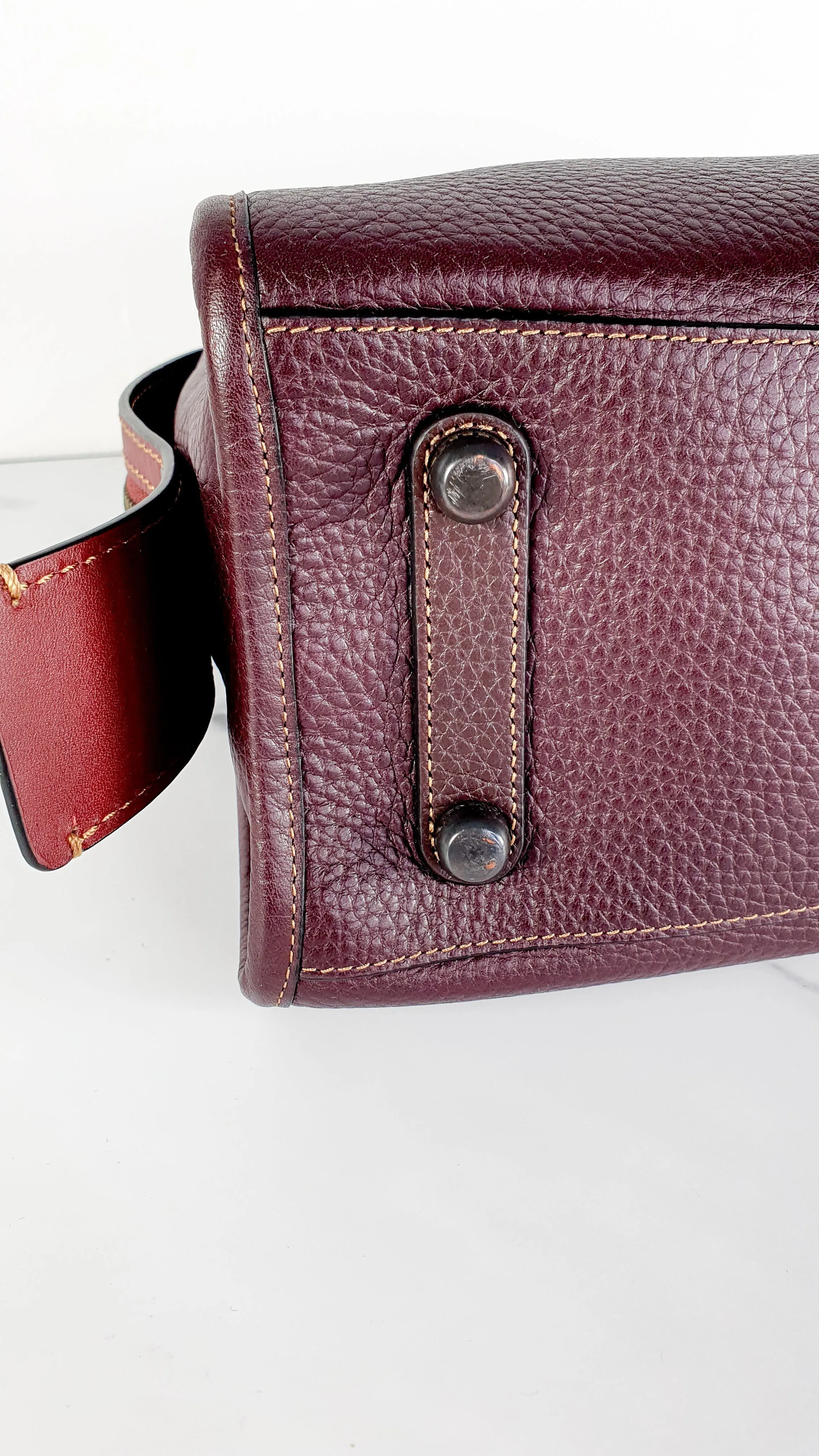 Coach 1941 Rogue 31 in Oxblood Pebble Leather with Red Suede Lining Satchel Handbag - Coach 38124