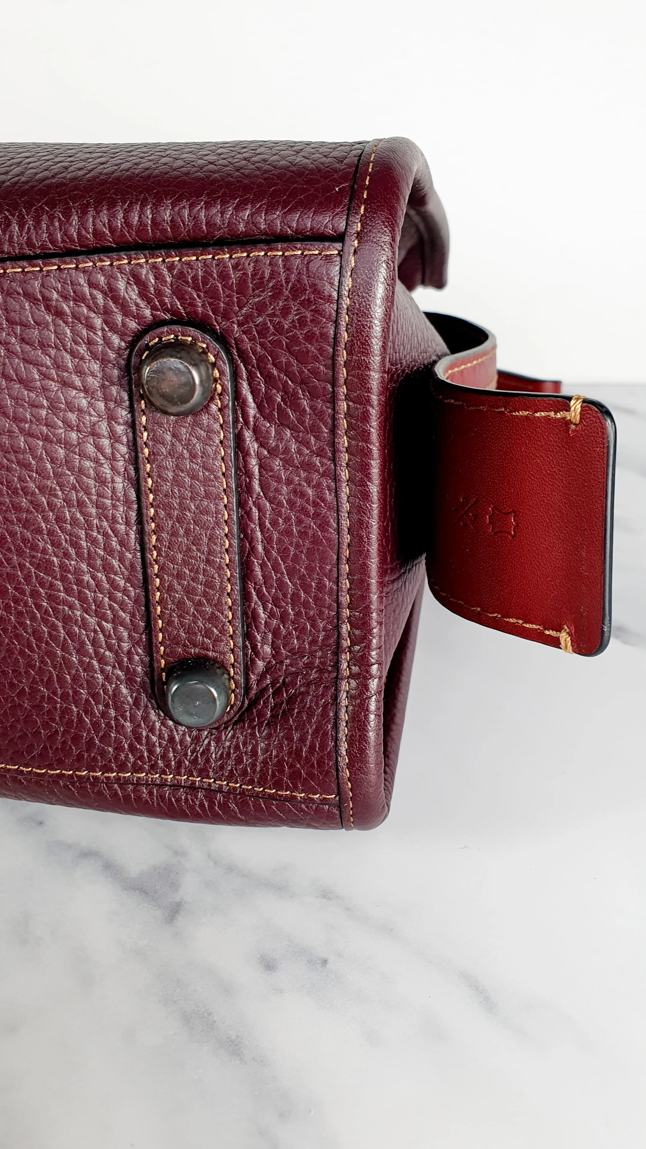Coach 1941 Rogue 31 in Oxblood Pebble Leather with Red Suede Lining Satchel Handbag - Coach 38124