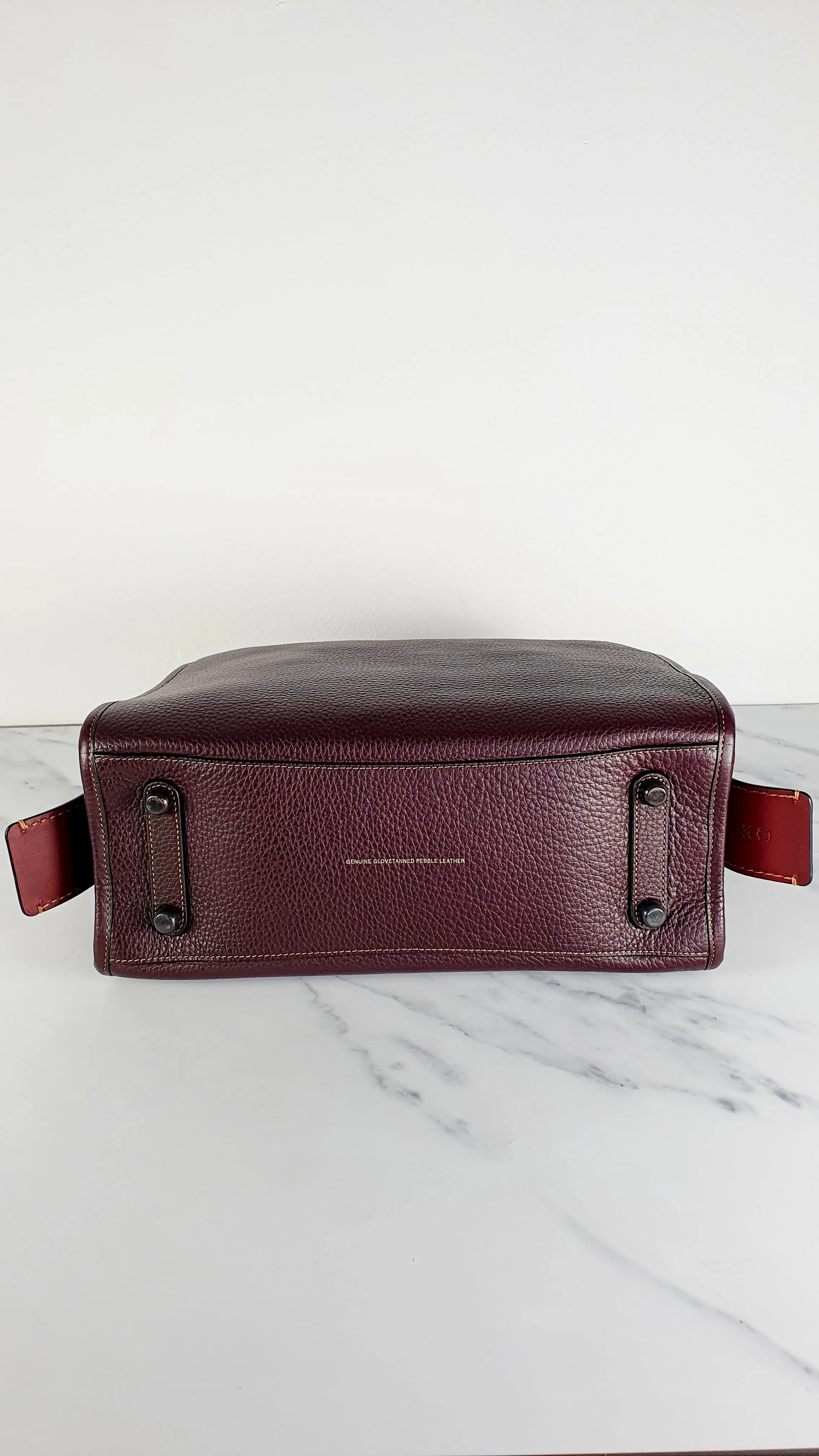Coach 1941 Rogue 31 in Oxblood Pebble Leather with Red Suede Lining Satchel Handbag - Coach 38124