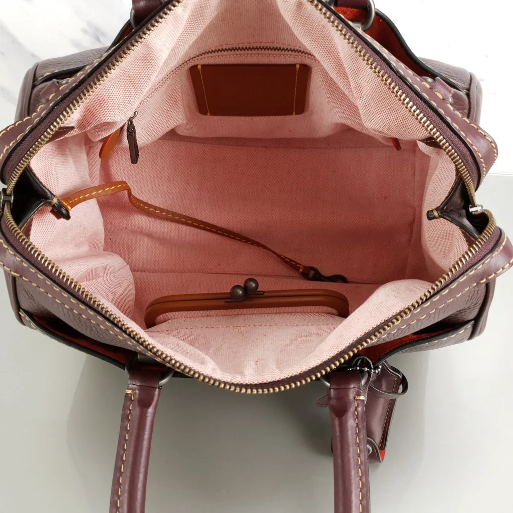 Coach 1941 Rogue Satchel in Oxblood with Red Suede - Barrel Bag