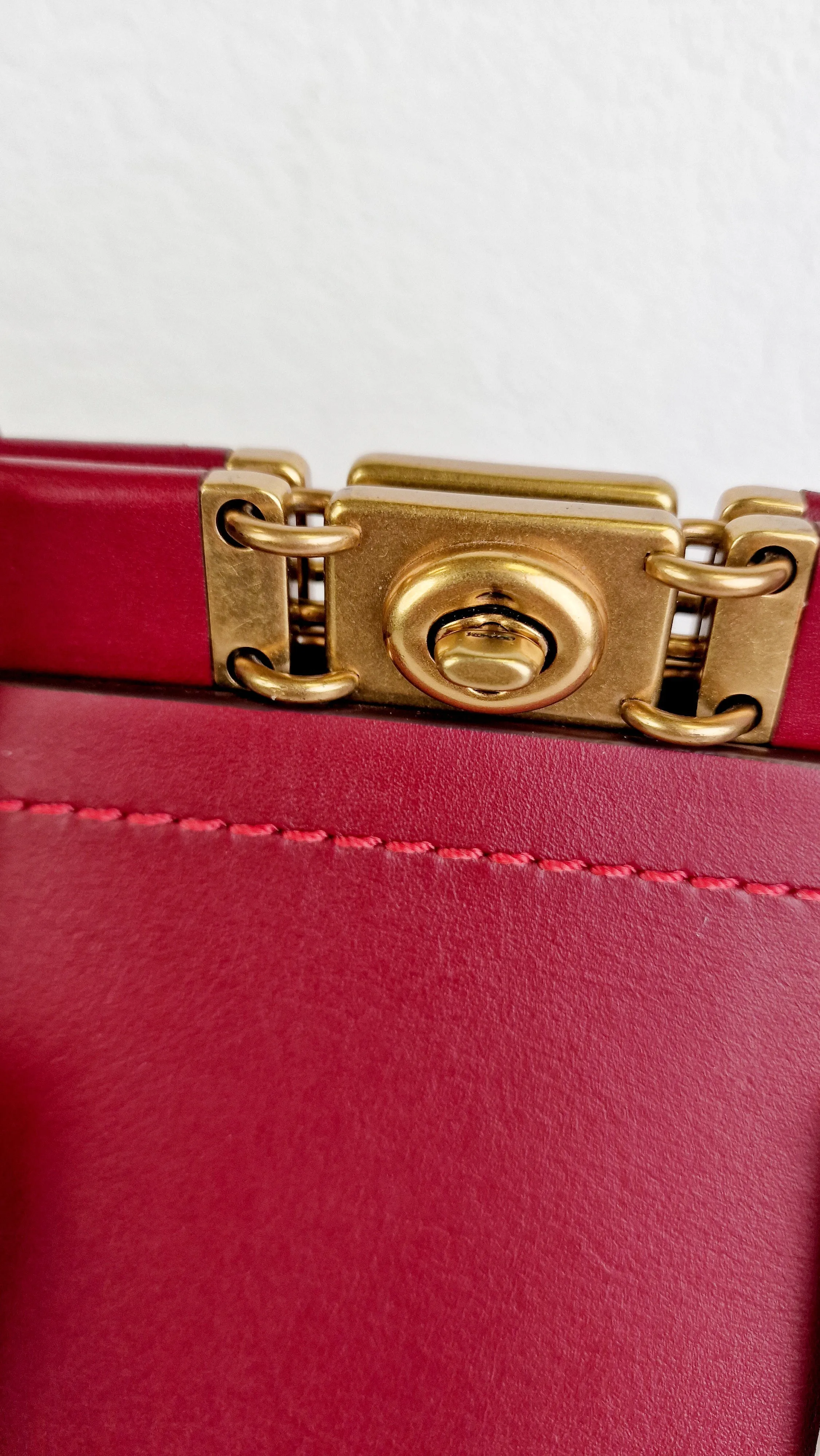 Coach 1941 Troupe Tote in Deep Red Glovetanned Smooth Leather & Buffalo-Embossed Leather - Handbag Crossbody Bag - Coach 79468