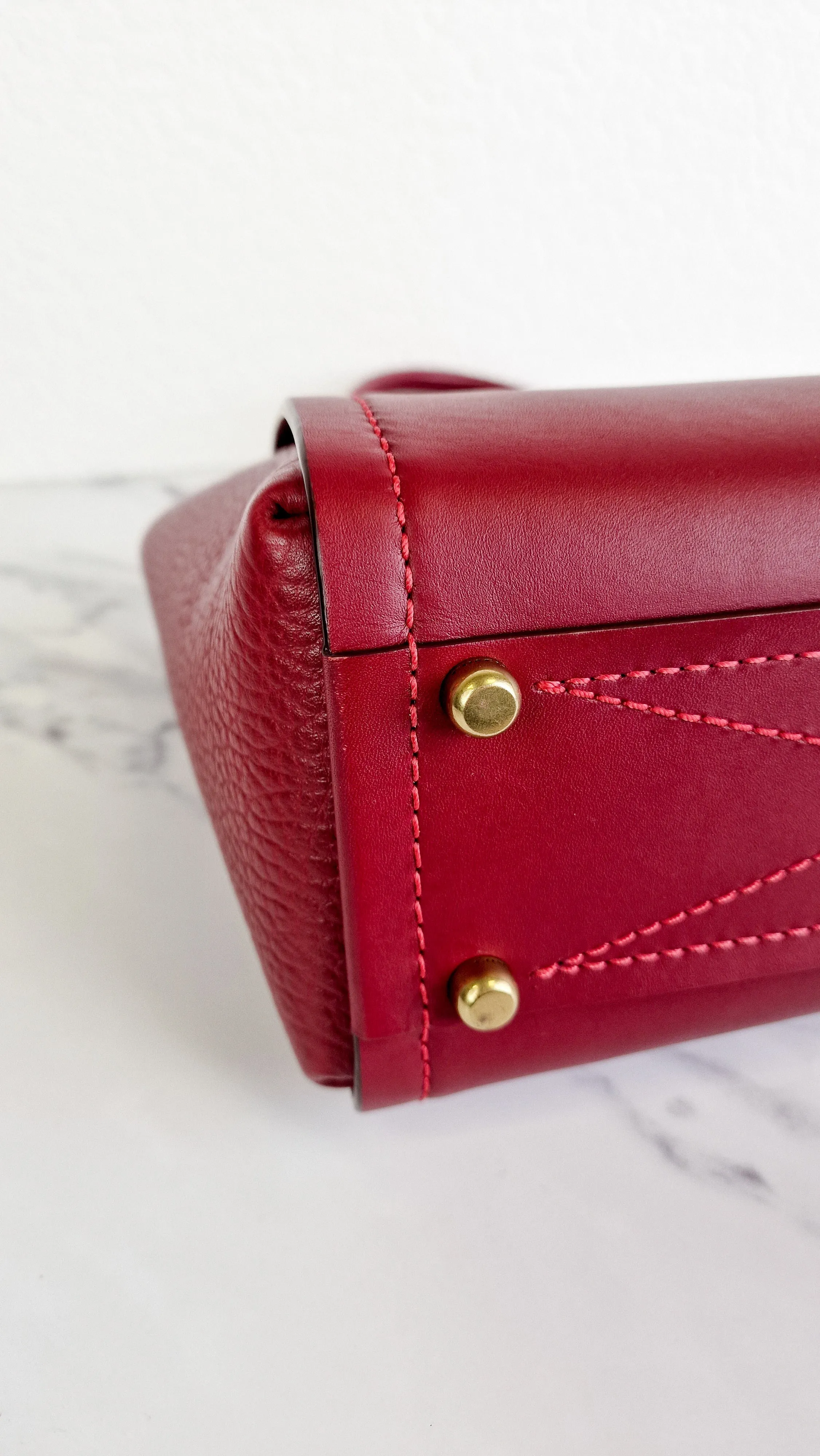 Coach 1941 Troupe Tote in Deep Red Glovetanned Smooth Leather & Buffalo-Embossed Leather - Handbag Crossbody Bag - Coach 79468