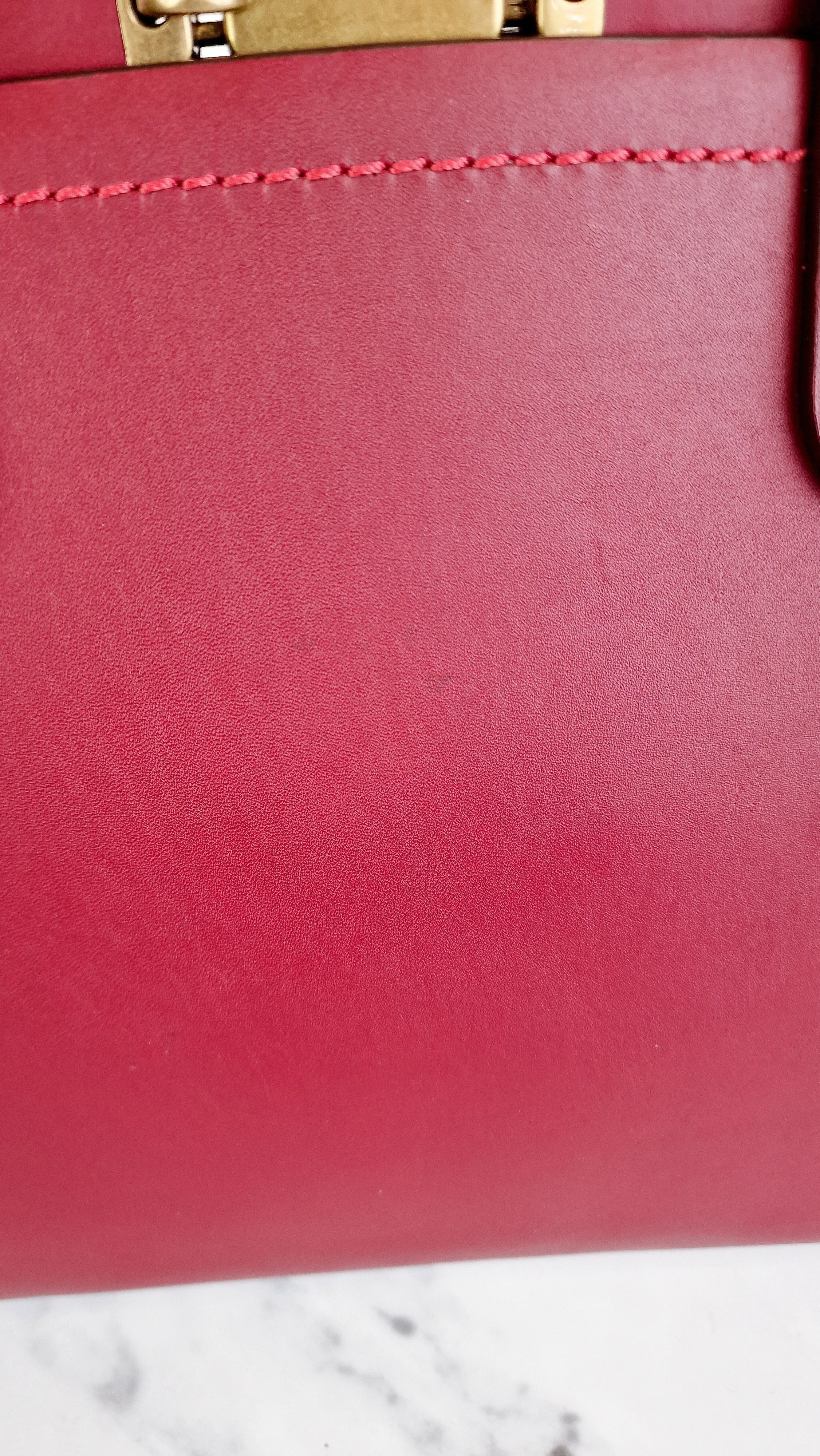 Coach 1941 Troupe Tote in Deep Red Glovetanned Smooth Leather & Buffalo-Embossed Leather - Handbag Crossbody Bag - Coach 79468