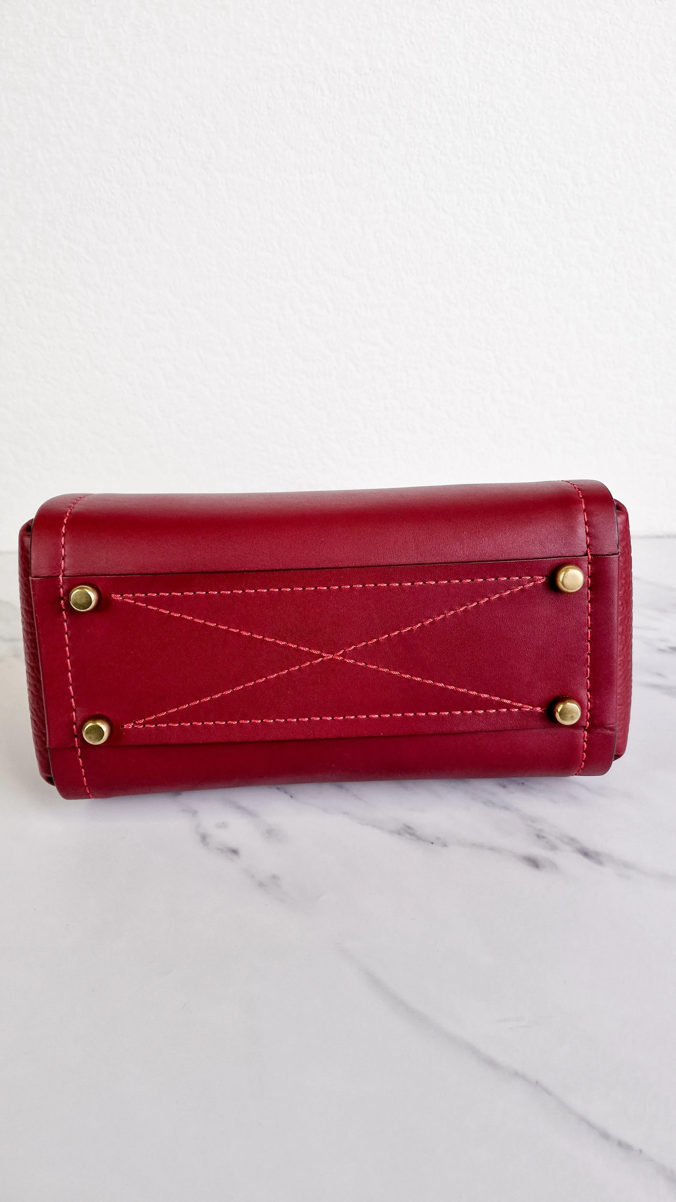 Coach 1941 Troupe Tote in Deep Red Glovetanned Smooth Leather & Buffalo-Embossed Leather - Handbag Crossbody Bag - Coach 79468