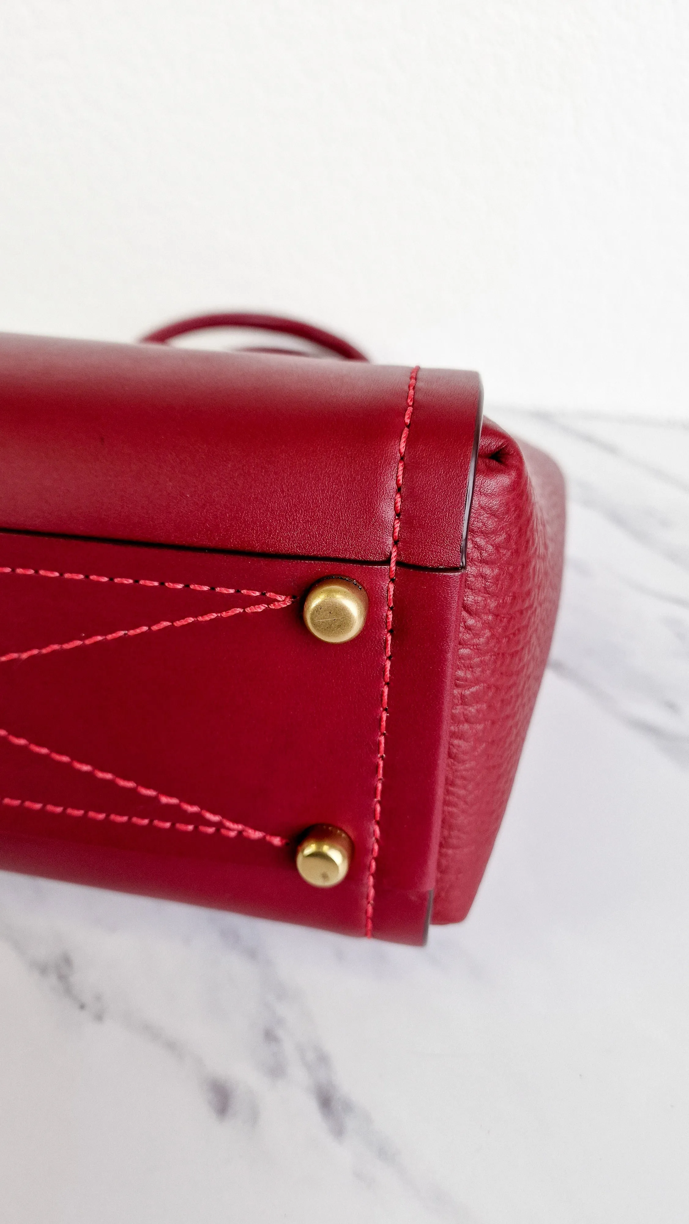Coach 1941 Troupe Tote in Deep Red Glovetanned Smooth Leather & Buffalo-Embossed Leather - Handbag Crossbody Bag - Coach 79468