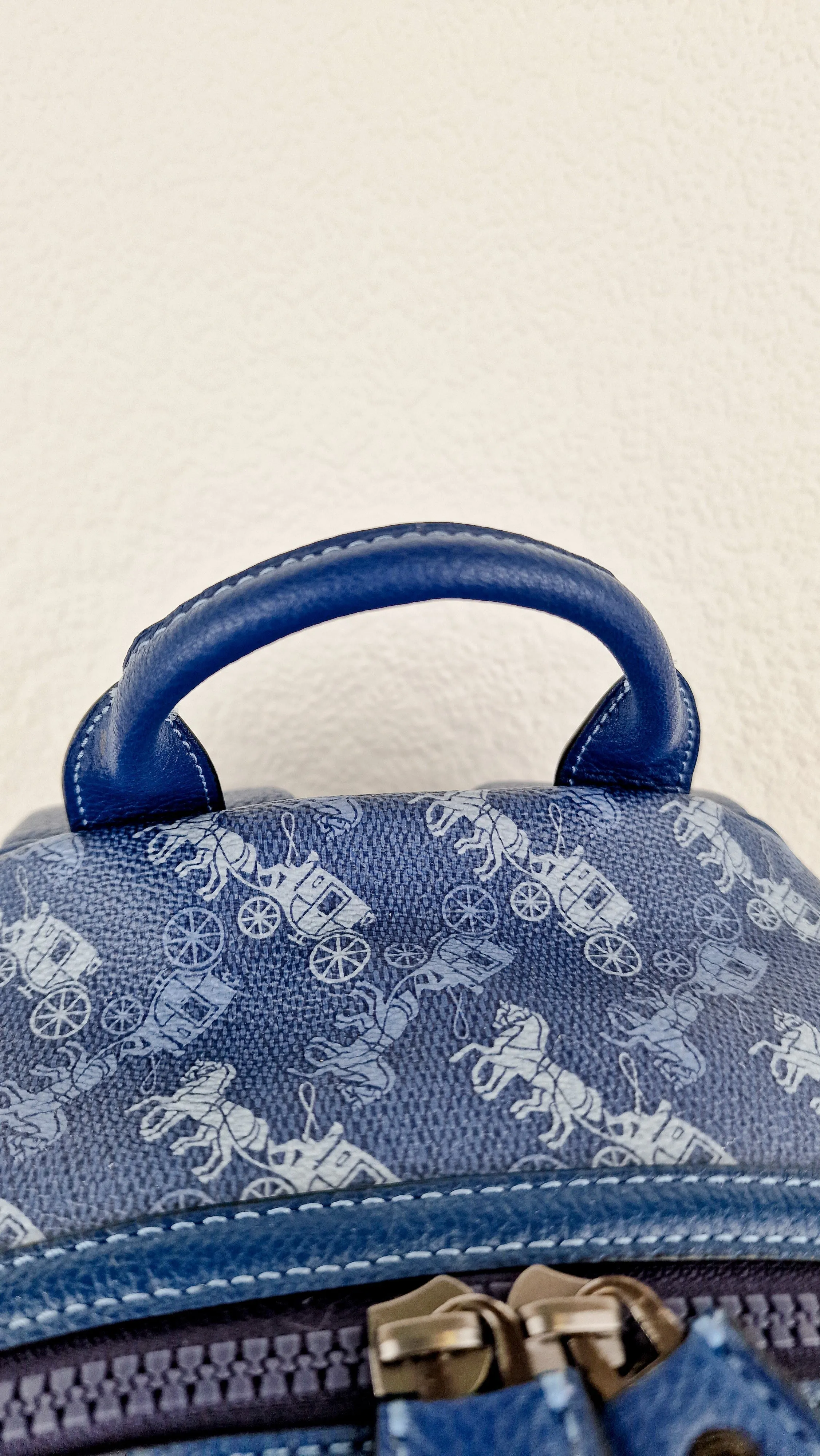 Coach Barrow Backpack With Horse And Carriage Print Blue Bag - Coach 91532
