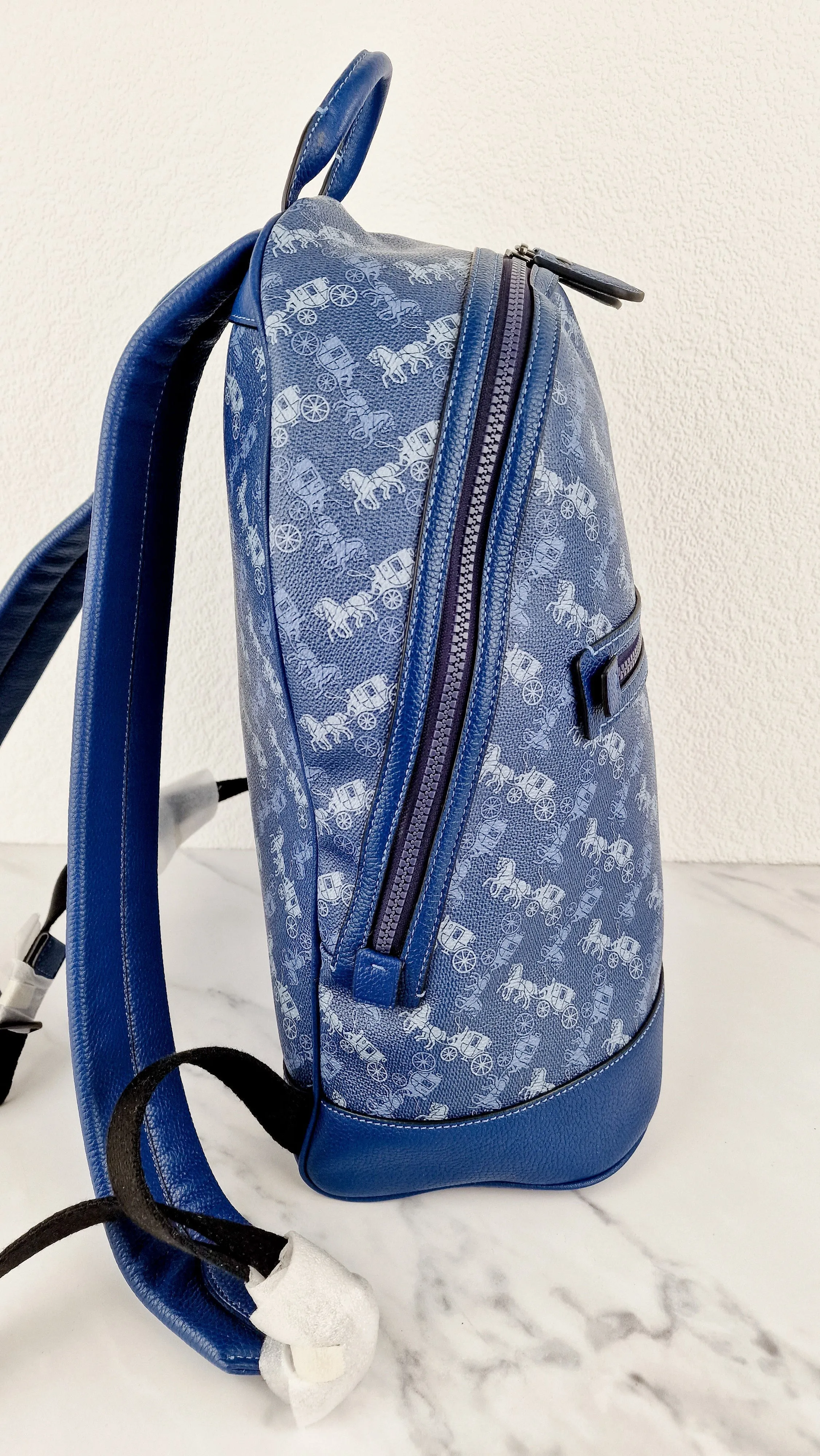 Coach Barrow Backpack With Horse And Carriage Print Blue Bag - Coach 91532