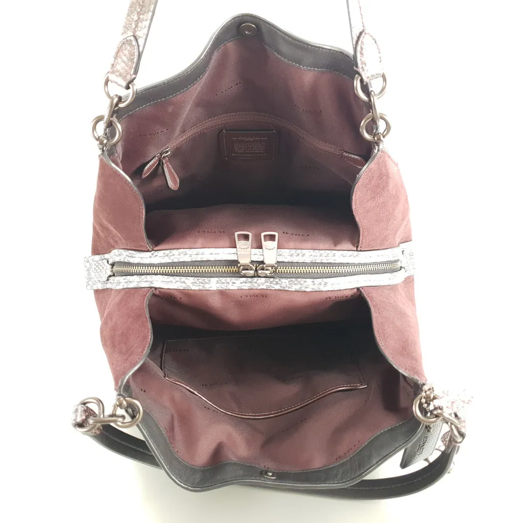 Coach Dalton 31 with Snakeskin & Suede in Black, Burgundy & Pink - Handbag Shoulder Bag