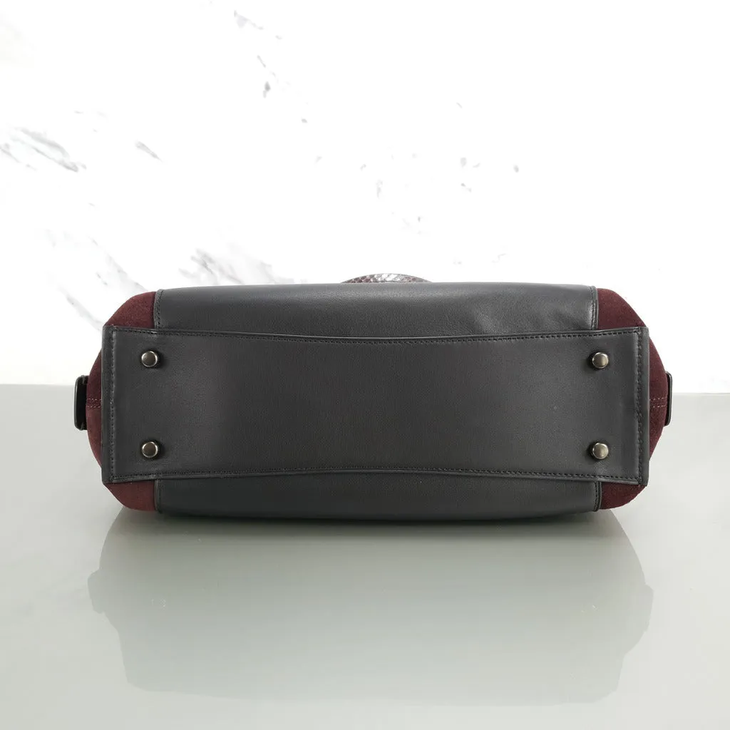 Coach Dalton 31 with Snakeskin & Suede in Black, Burgundy & Pink - Handbag Shoulder Bag