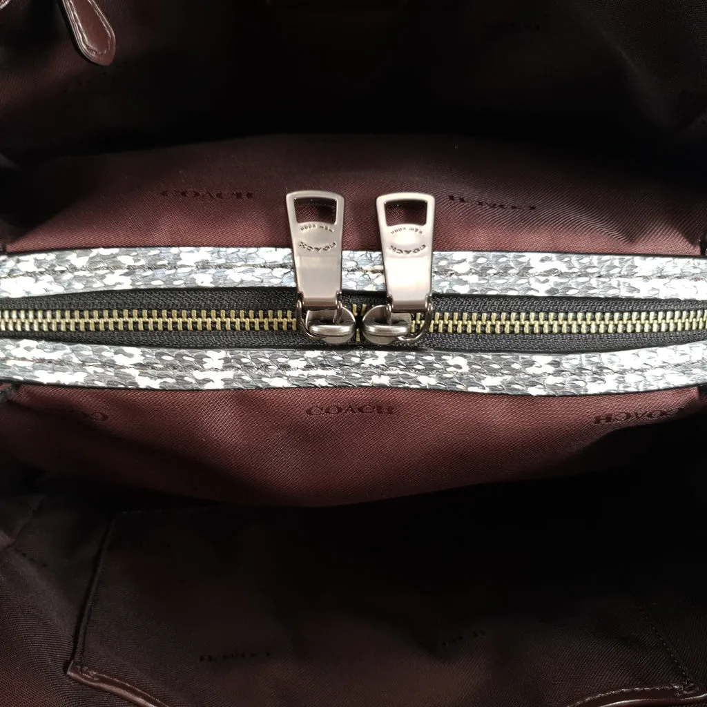 Coach Dalton 31 with Snakeskin & Suede in Black, Burgundy & Pink - Handbag Shoulder Bag
