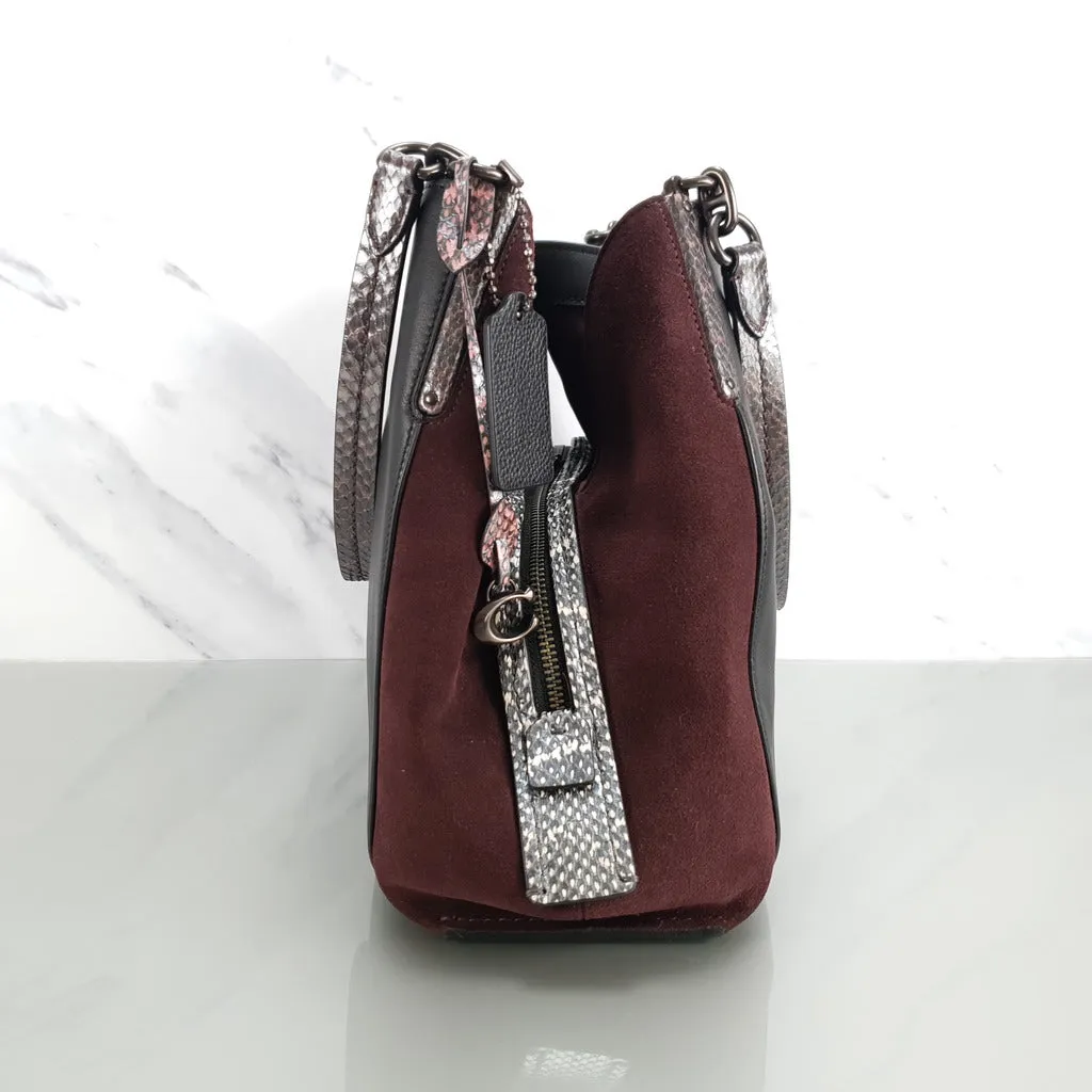 Coach Dalton 31 with Snakeskin & Suede in Black, Burgundy & Pink - Handbag Shoulder Bag