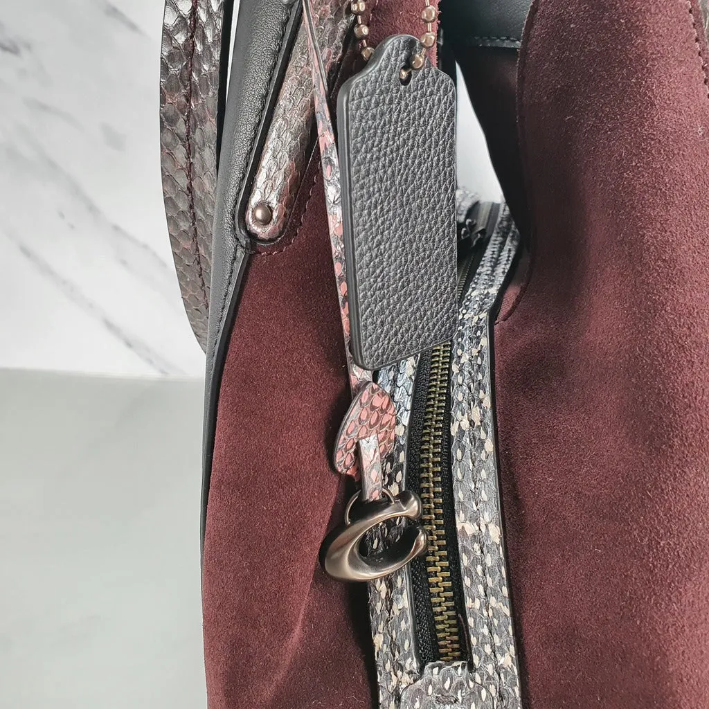 Coach Dalton 31 with Snakeskin & Suede in Black, Burgundy & Pink - Handbag Shoulder Bag