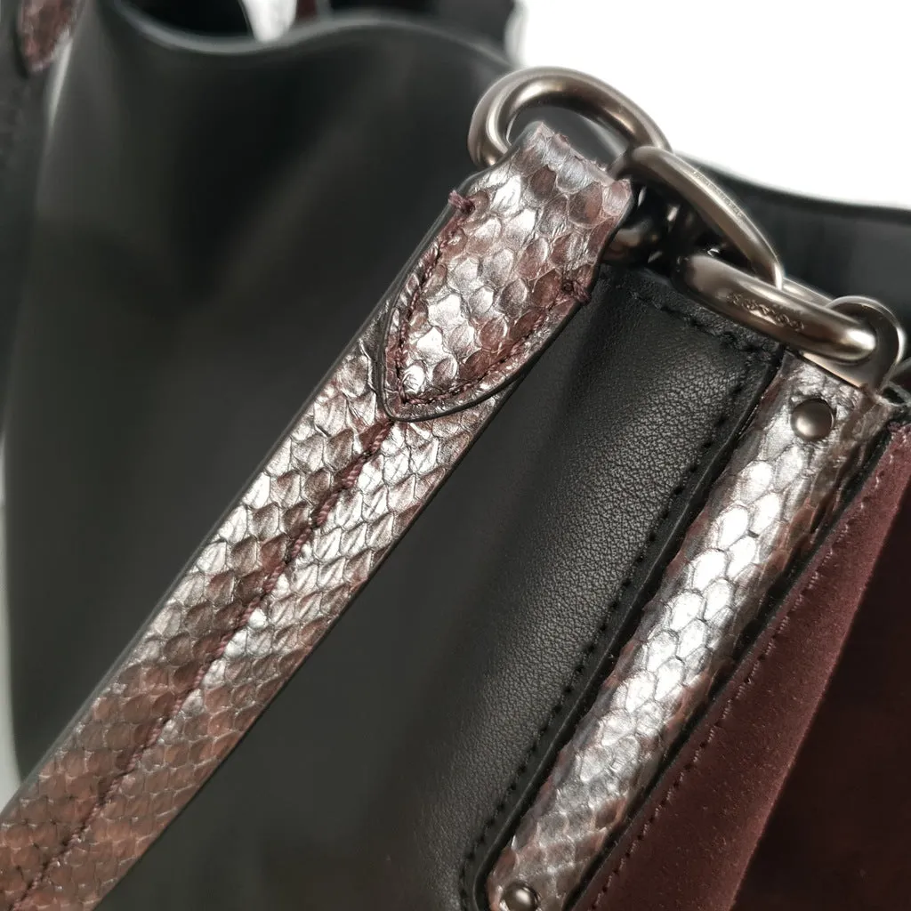 Coach Dalton 31 with Snakeskin & Suede in Black, Burgundy & Pink - Handbag Shoulder Bag