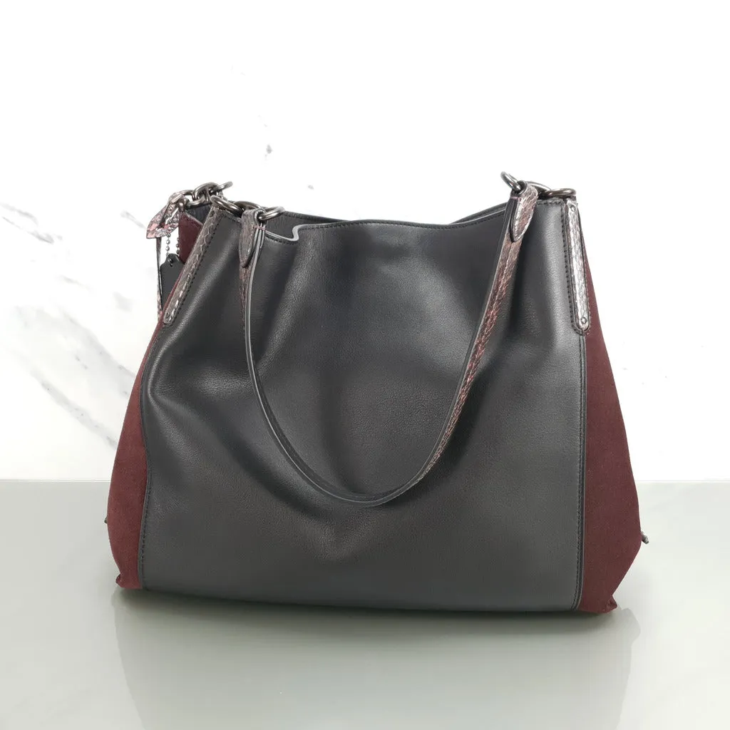 Coach Dalton 31 with Snakeskin & Suede in Black, Burgundy & Pink - Handbag Shoulder Bag