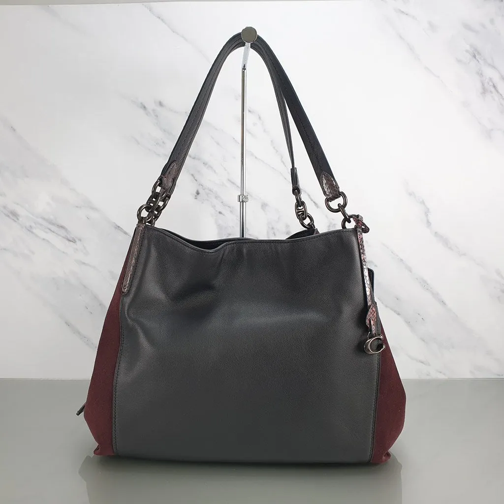 Coach Dalton 31 with Snakeskin & Suede in Black, Burgundy & Pink - Handbag Shoulder Bag