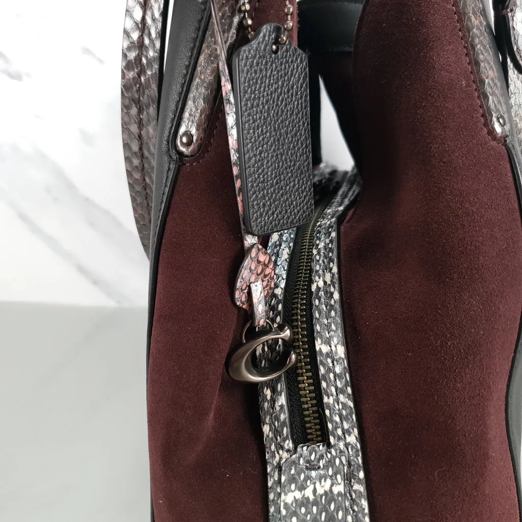 Coach Dalton 31 with Snakeskin & Suede in Black, Burgundy & Pink - Handbag Shoulder Bag