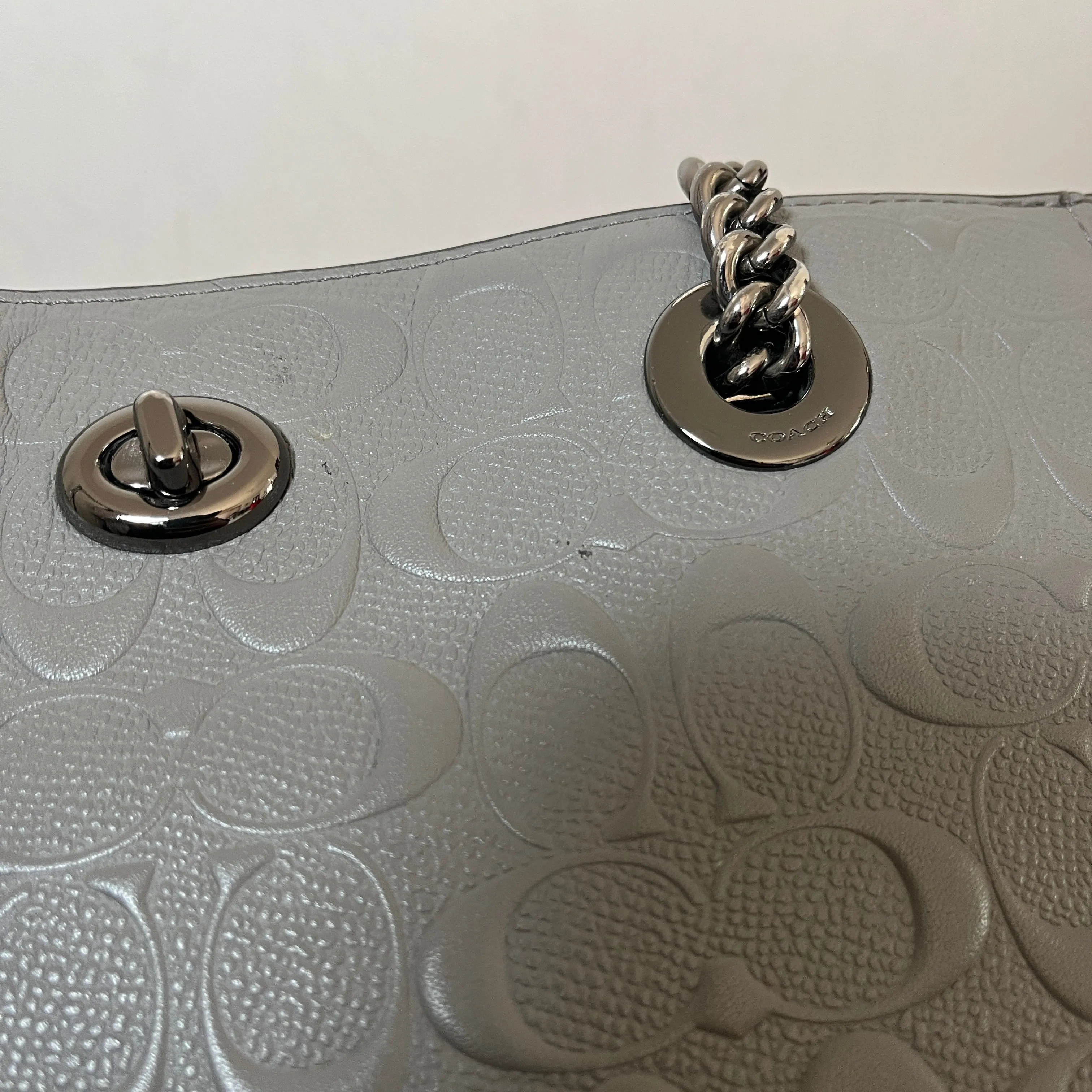 Coach Grey Leather Turnlock Tote Bag | Pre Loved |