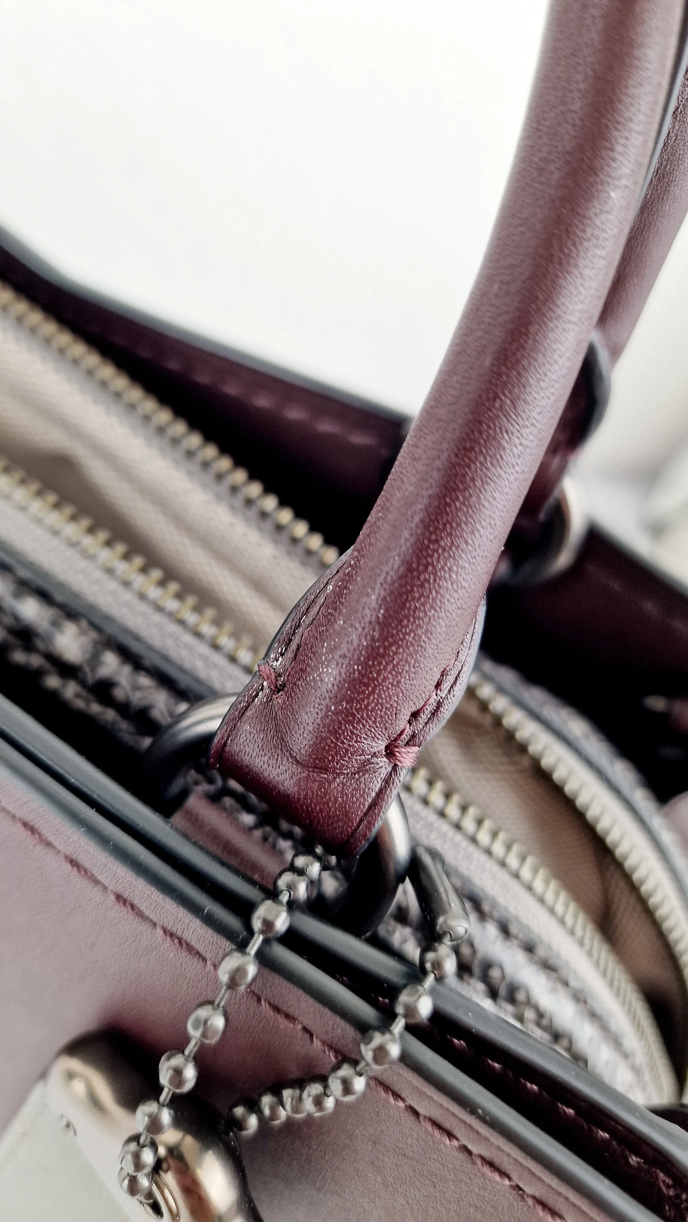 Coach Mason Carryall in Oxblood Smooth Leather with Snakeskin C Turnlock - Coach 38717
