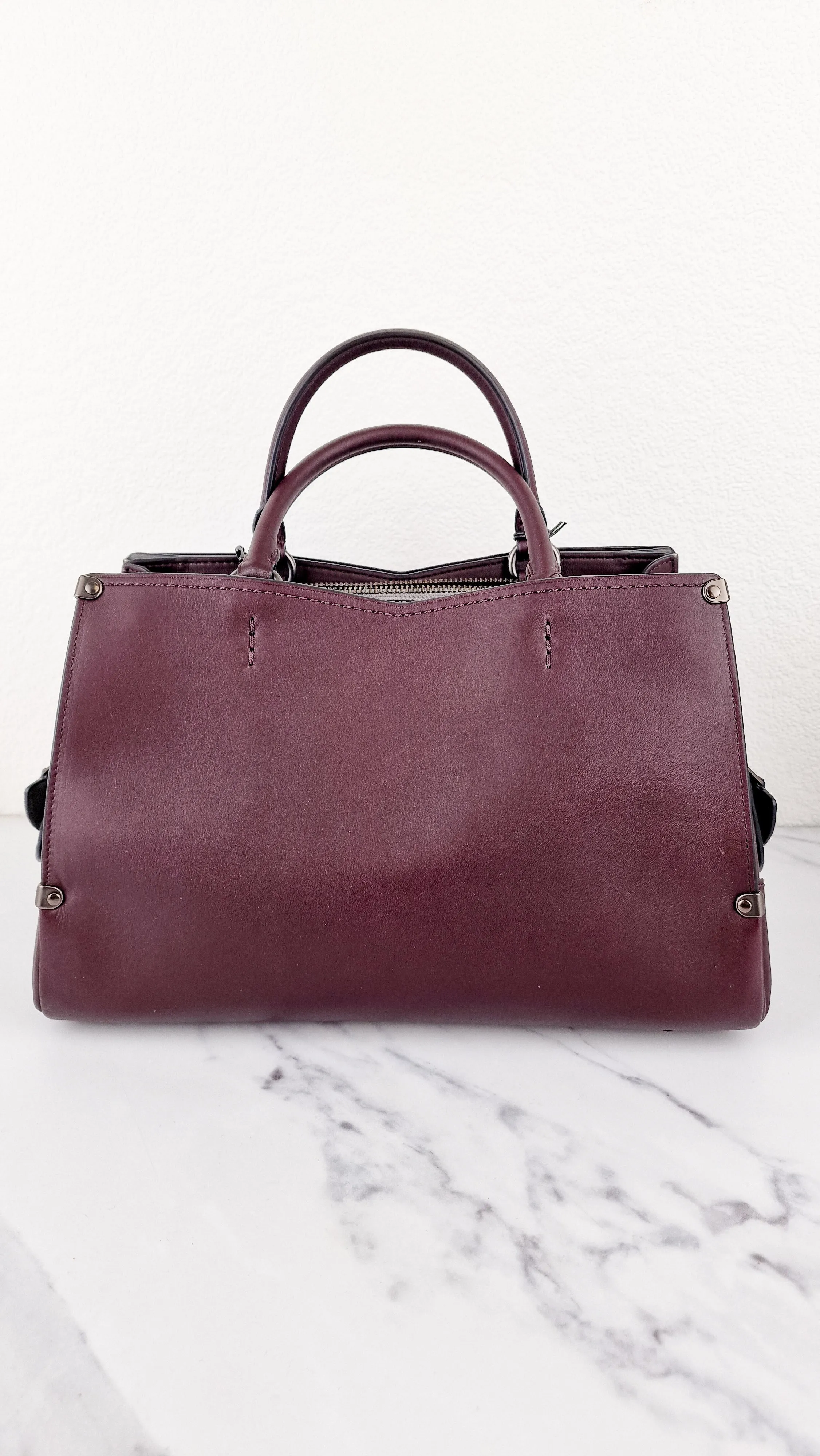 Coach Mason Carryall in Oxblood Smooth Leather with Snakeskin C Turnlock - Coach 38717