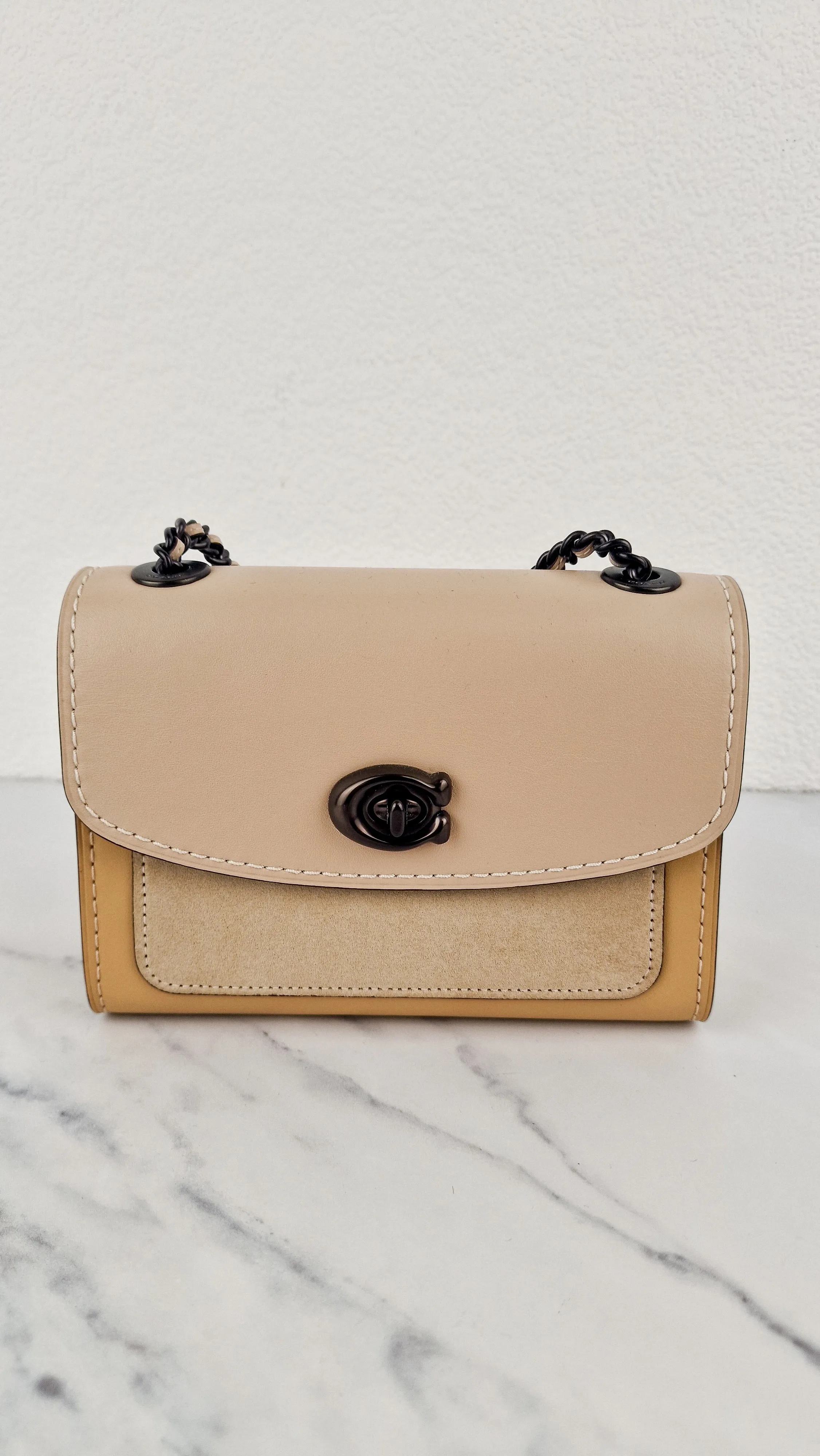 Coach Parker 18 Turnlock Leather & Suede Beechwood Beige - Shoulder Bag Crossbody Bag
