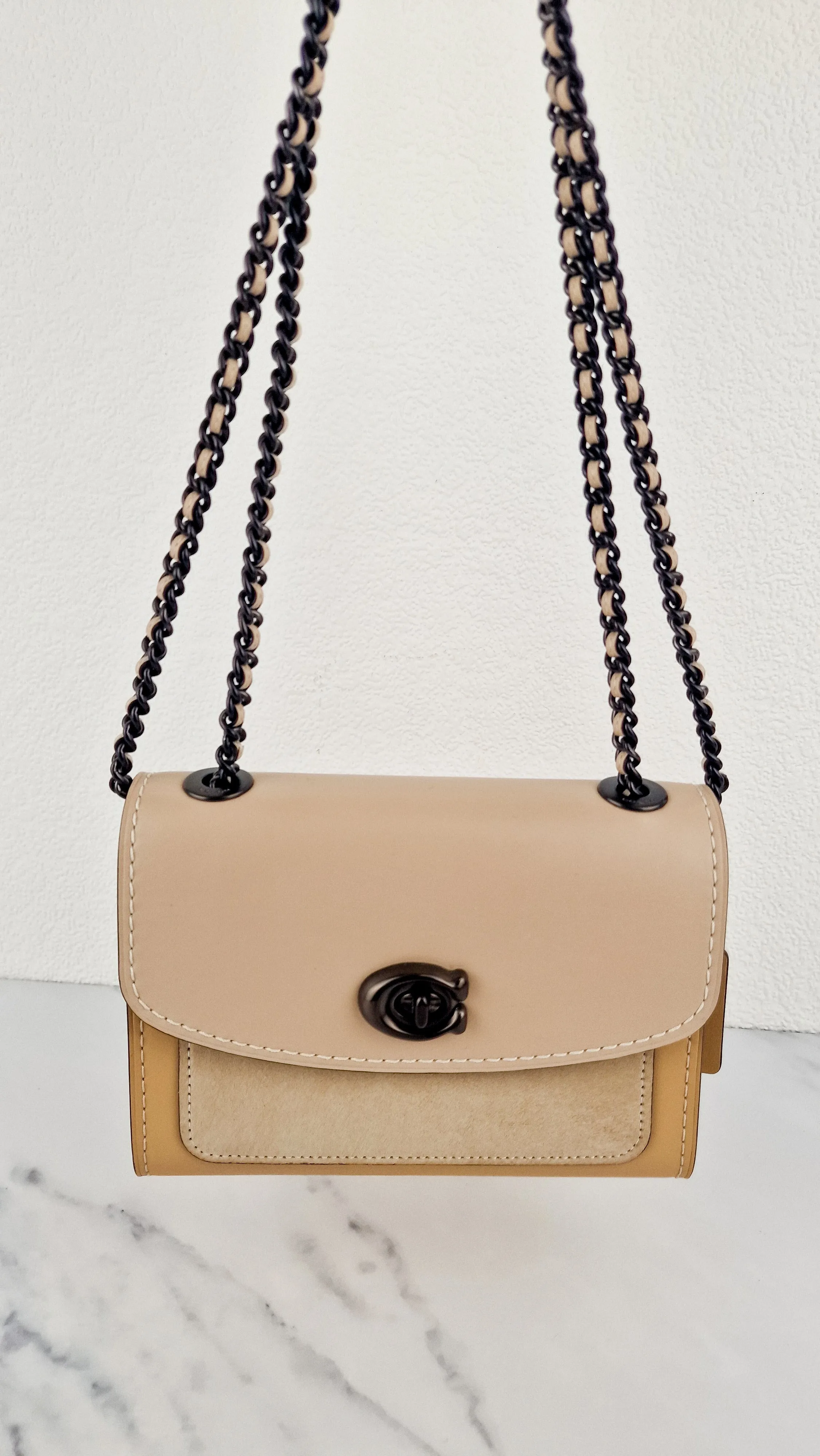 Coach Parker 18 Turnlock Leather & Suede Beechwood Beige - Shoulder Bag Crossbody Bag