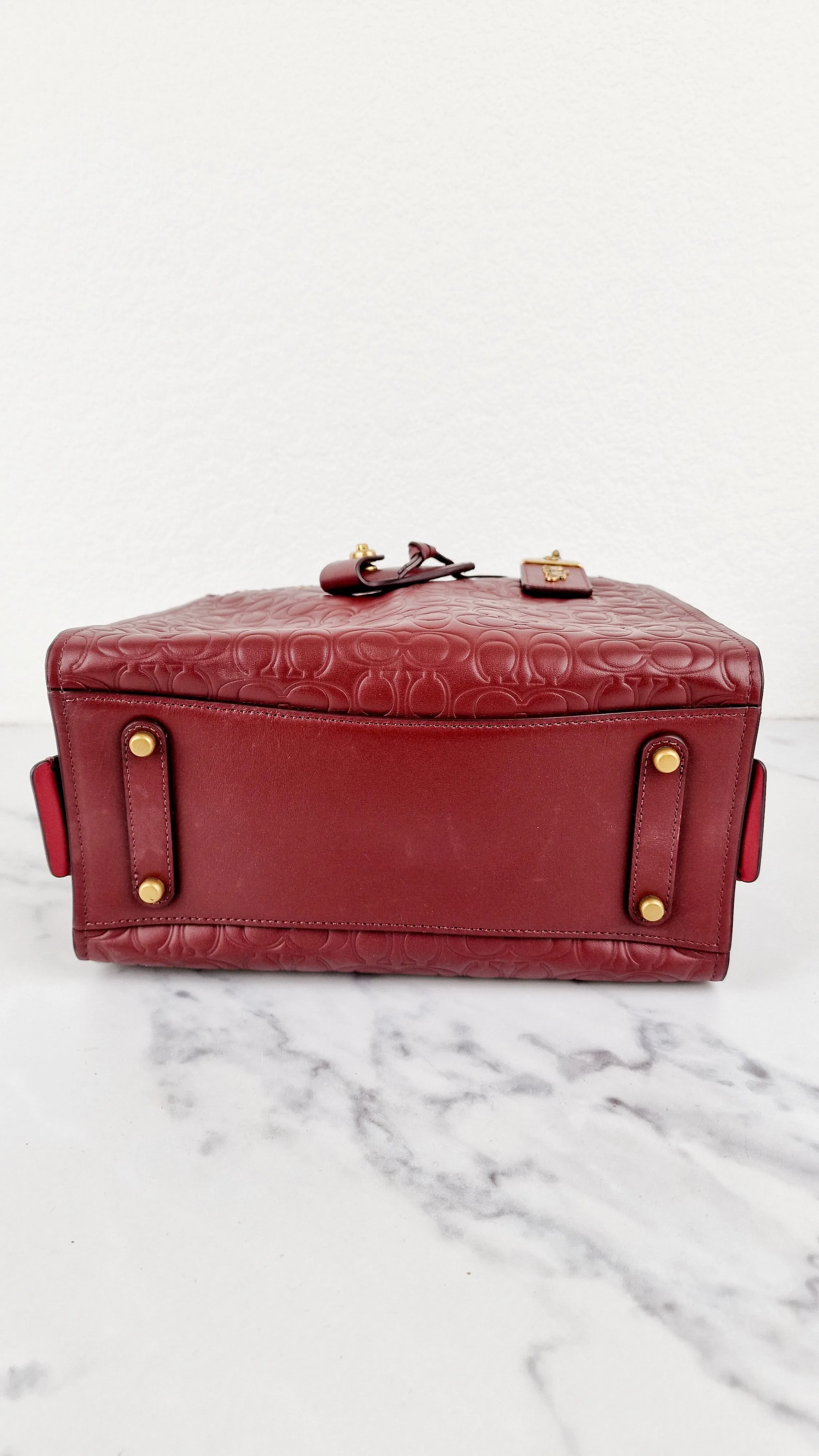 Coach Rogue 25 in Burgundy Signature Embossed Leather Floral Bow Lining - Coach 26839