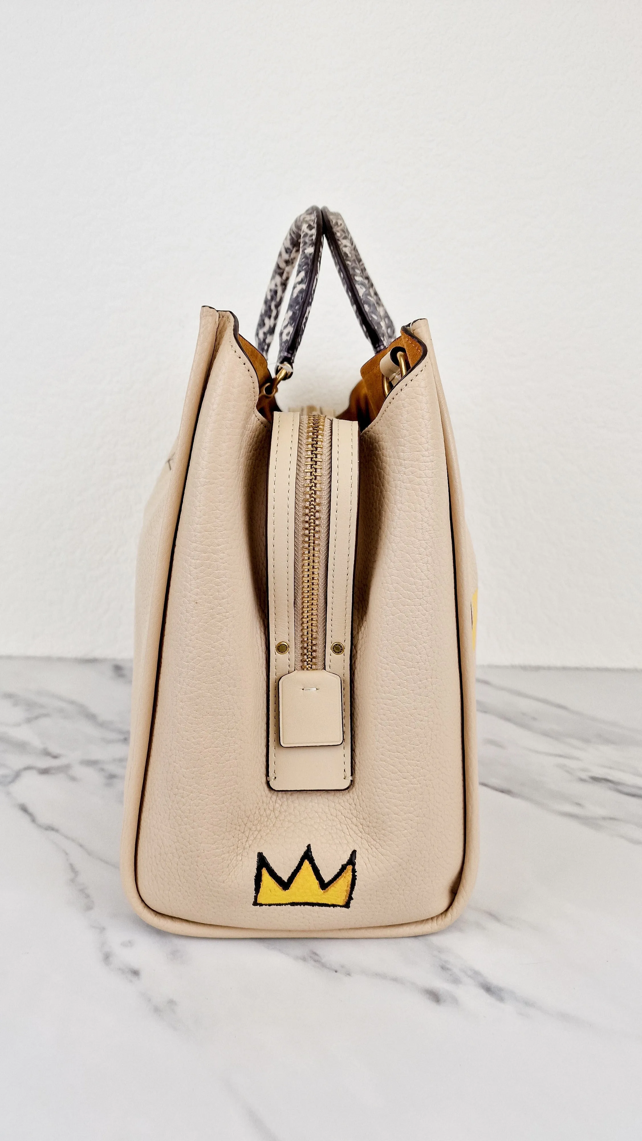 Coach Rogue 39 Jean-Michel Basquiat Bag in Ivory Pebble Leather with Snakeskin - Handbag Shoulder Bag - Coach 6877