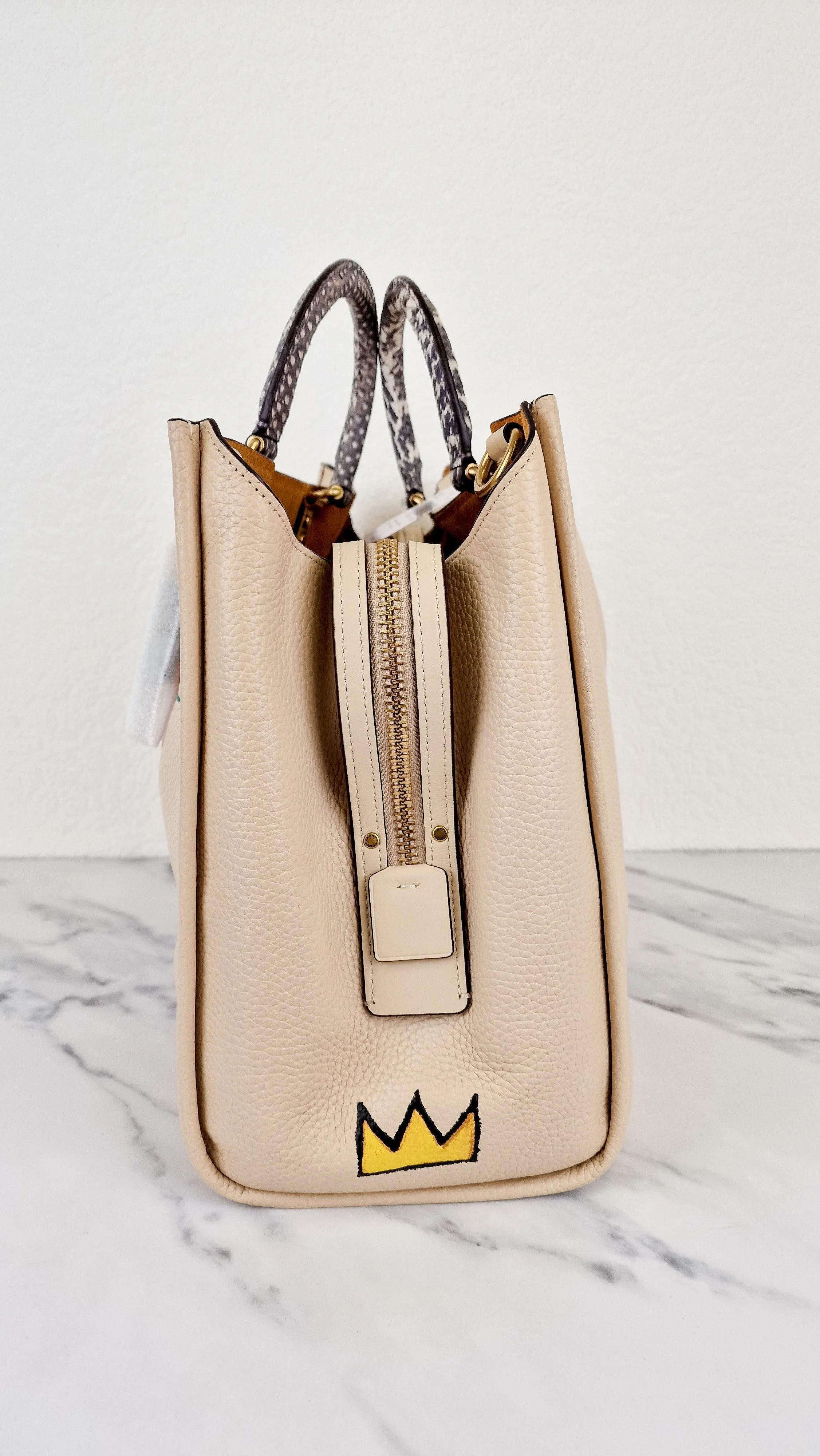 Coach Rogue 39 Jean-Michel Basquiat Bag in Ivory Pebble Leather with Snakeskin - Handbag Shoulder Bag - Coach 6877