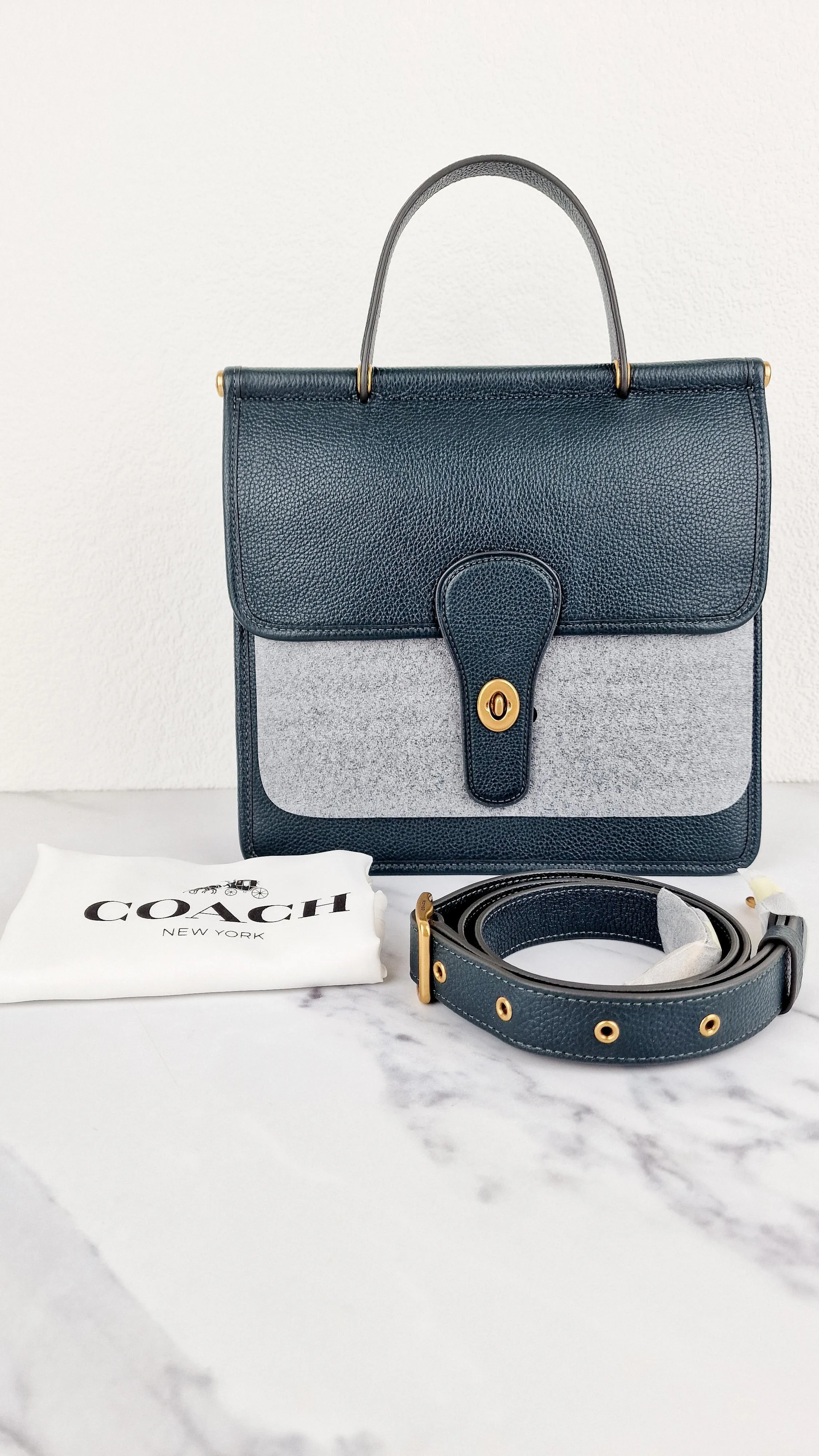 Coach Willis Tophandle in Dark Green Pebble Leather from the Limited Edition Archival Coach Silhouettes Collection - Coach 5889