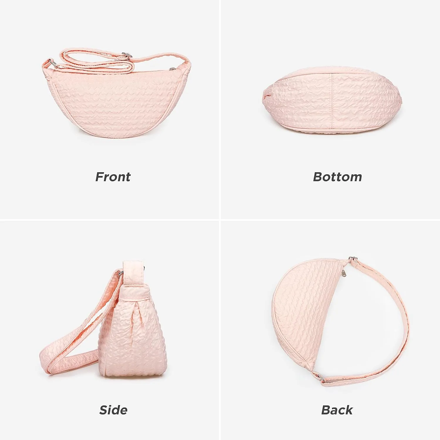 Crossbody Bags Trendy Hobo Sling Nylon Crescent Purses and Handbag Dumpling Bag Chest Bag Bum Fanny Packs, One Color, 9887black