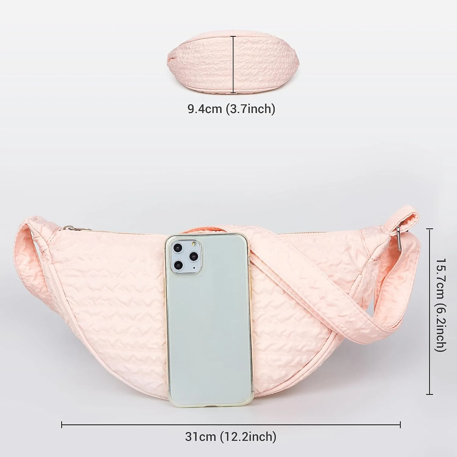 Crossbody Bags Trendy Hobo Sling Nylon Crescent Purses and Handbag Dumpling Bag Chest Bag Bum Fanny Packs, One Color, 9887black
