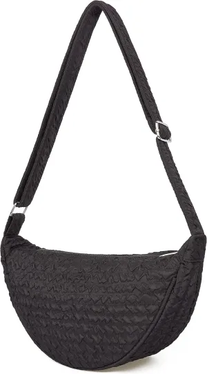 Crossbody Bags Trendy Hobo Sling Nylon Crescent Purses and Handbag Dumpling Bag Chest Bag Bum Fanny Packs, One Color, 9887black