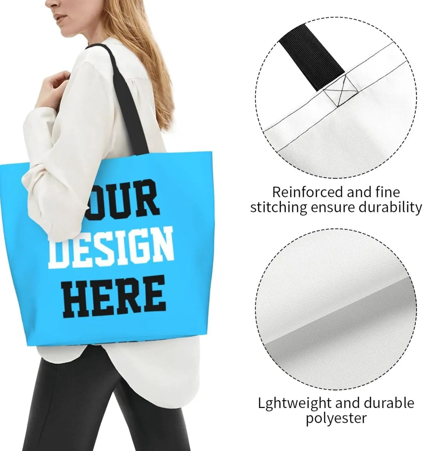 Custom Tote Bags Custom Bags With You Team Logo Text Picture Travel Business Shopping Women Teacher Personalized Shoulder Bag