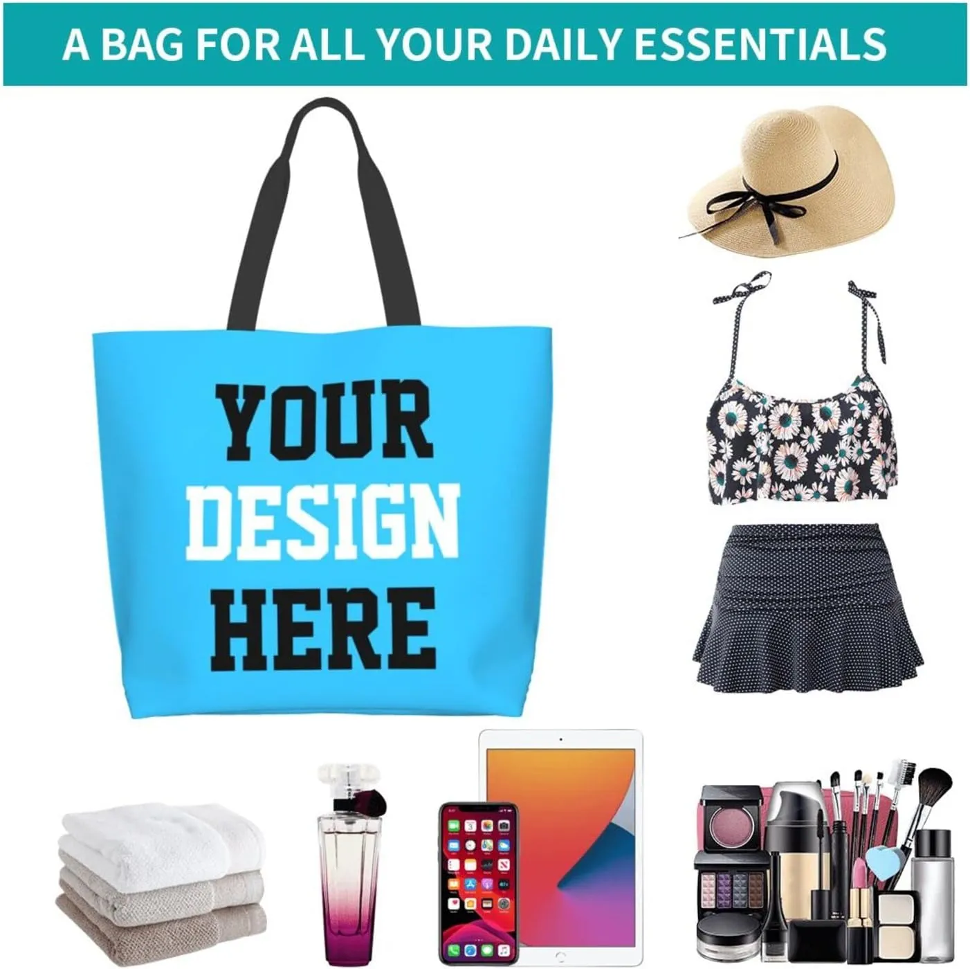 Custom Tote Bags Custom Bags With You Team Logo Text Picture Travel Business Shopping Women Teacher Personalized Shoulder Bag