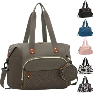 Diaper Bag Tote, Baby Bag Travel Diaper Tote Bag with Pacifier Case, Cute Maternity Hospital Baby Stylish Diaper Tote for Mom Dad Khaki