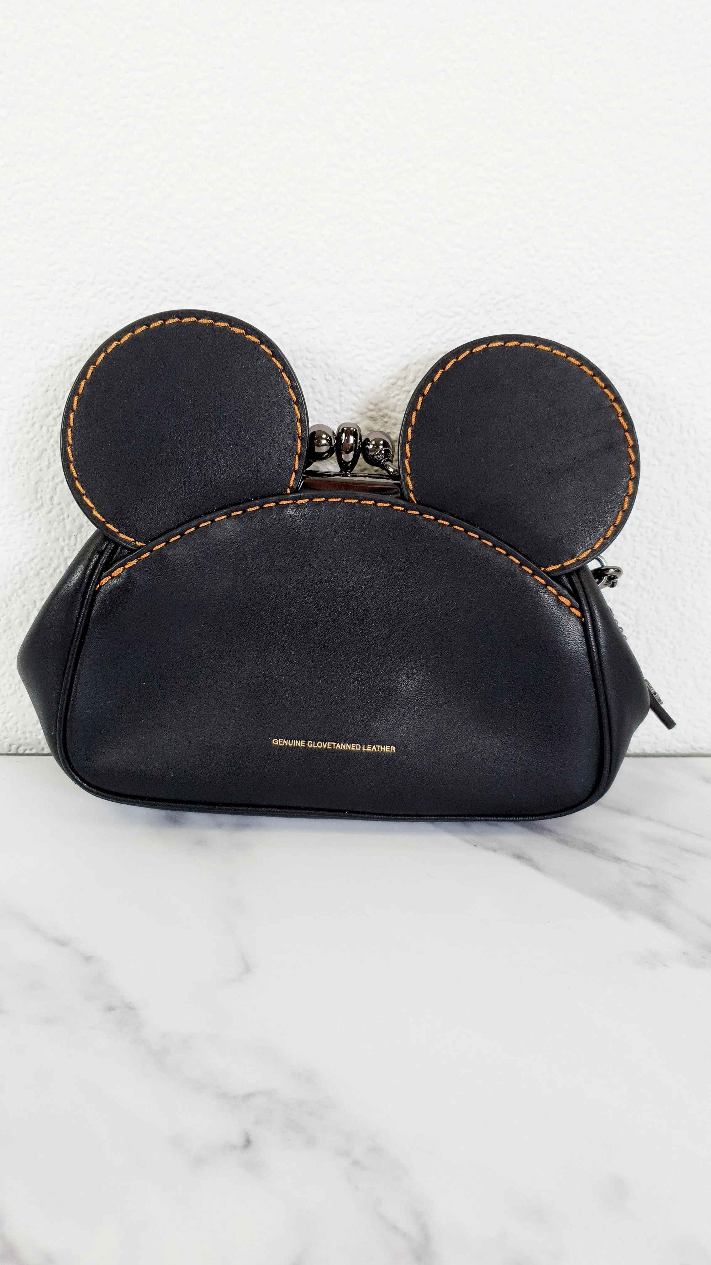 Disney x Coach Mickey Ears Clutch Wristlet in Black Glovetanned Leather - Coach 65794