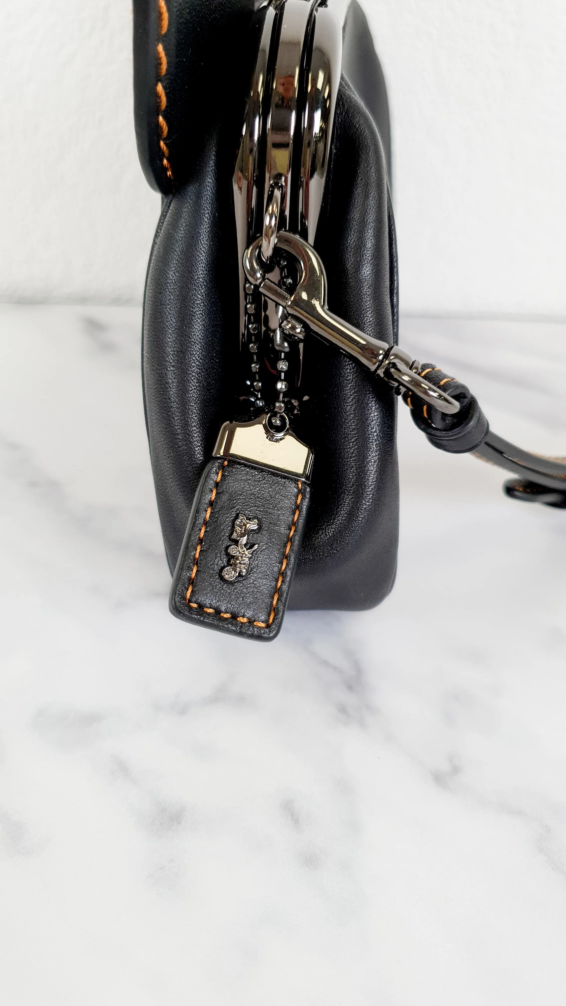 Disney x Coach Mickey Ears Clutch Wristlet in Black Glovetanned Leather - Coach 65794