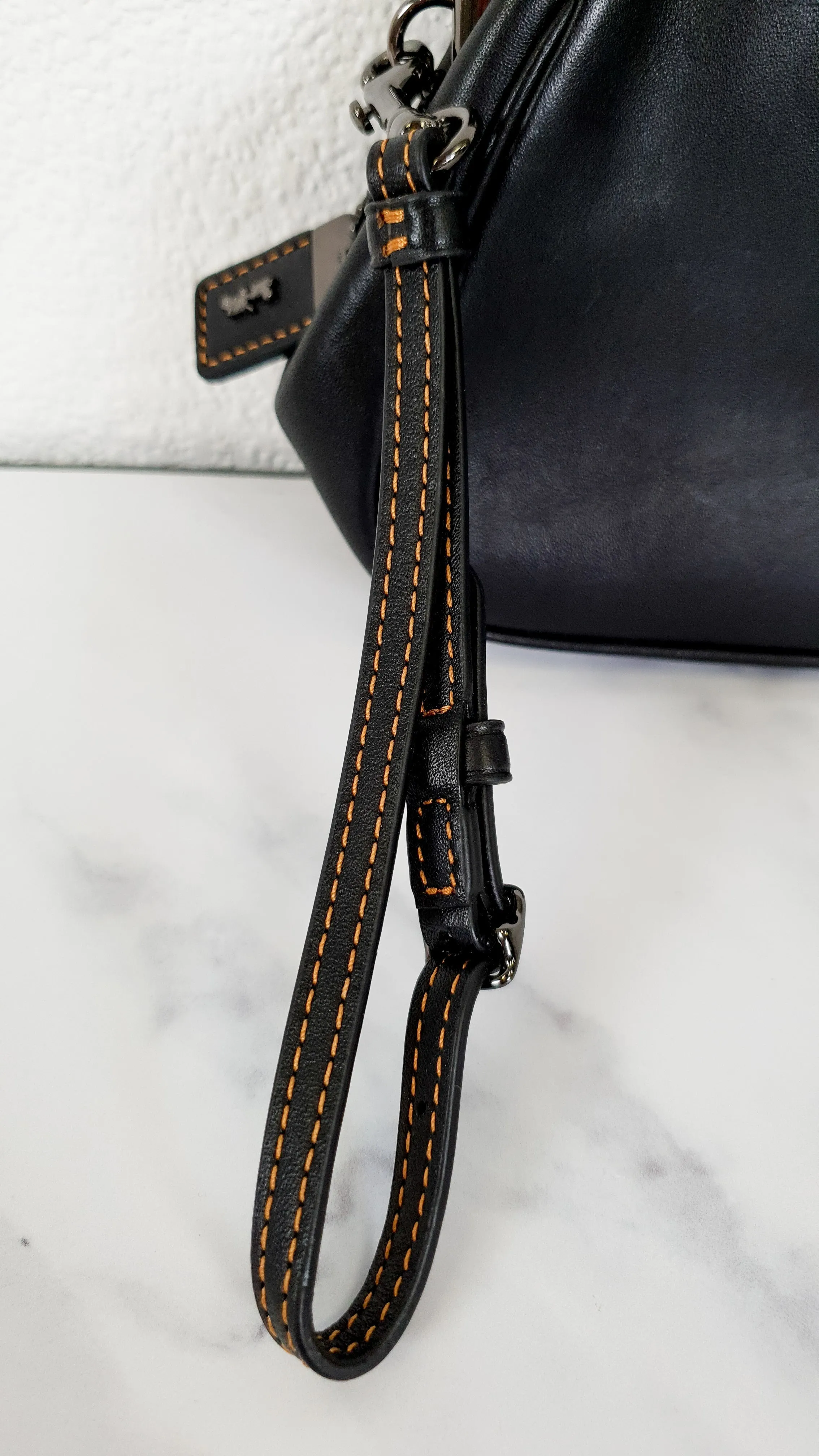 Disney x Coach Mickey Ears Clutch Wristlet in Black Glovetanned Leather - Coach 65794
