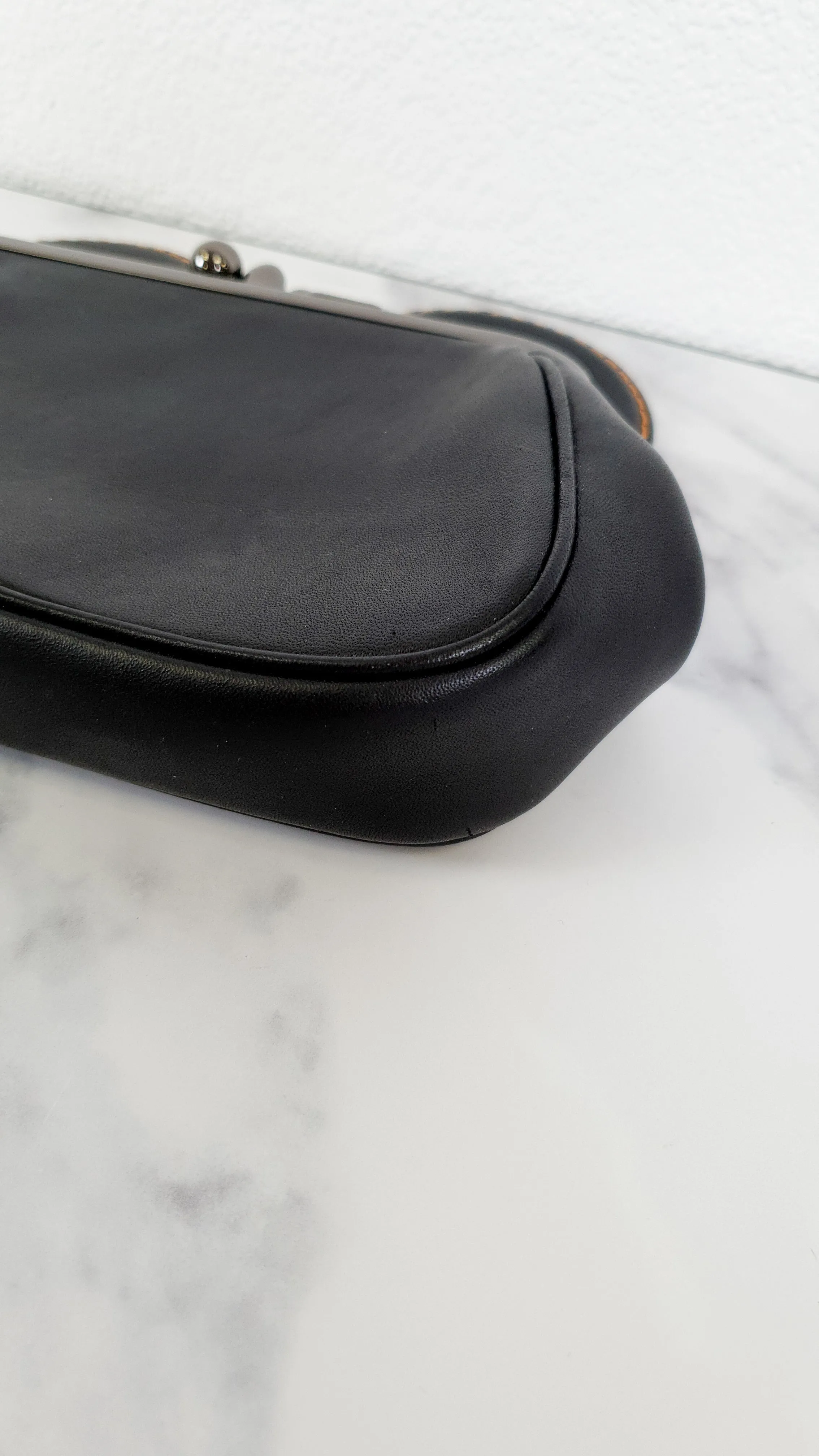 Disney x Coach Mickey Ears Clutch Wristlet in Black Glovetanned Leather - Coach 65794