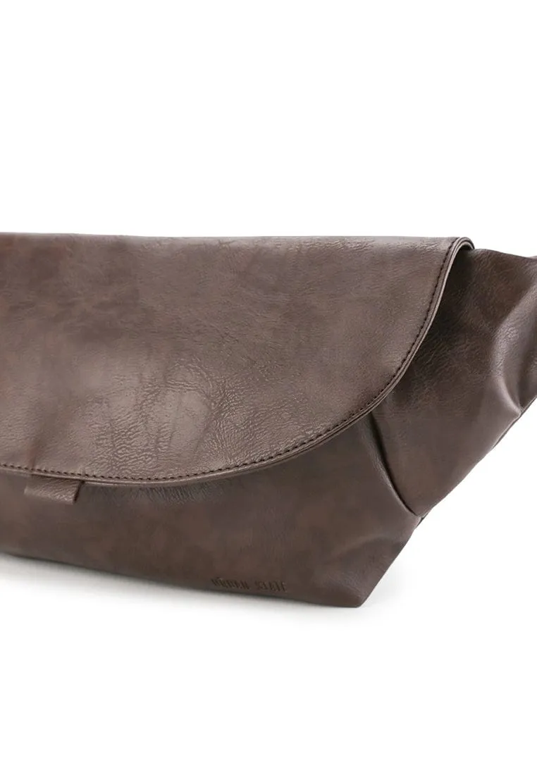 Distressed Leather Rogue Belt Bag - Dark Brown