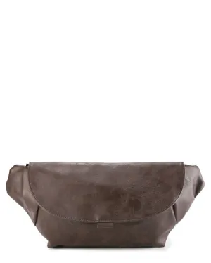 Distressed Leather Rogue Belt Bag - Dark Brown