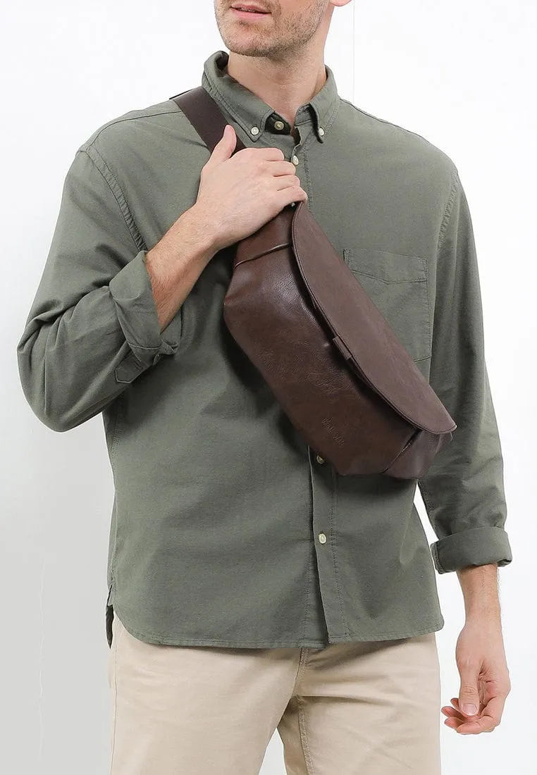 Distressed Leather Rogue Belt Bag - Dark Brown