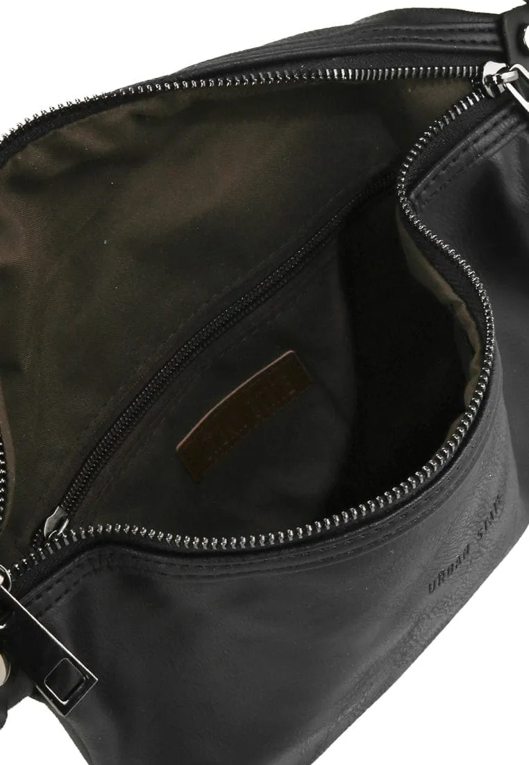Distressed Leather Small Bumbag - Black