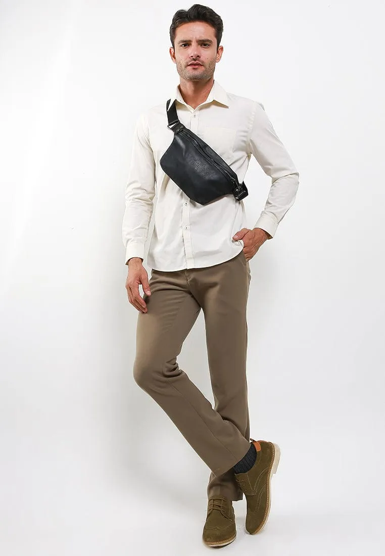 Distressed Leather Small Bumbag - Black