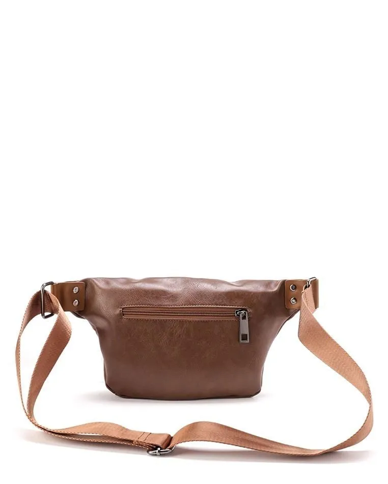 Distressed Leather Small Bumbag - Camel